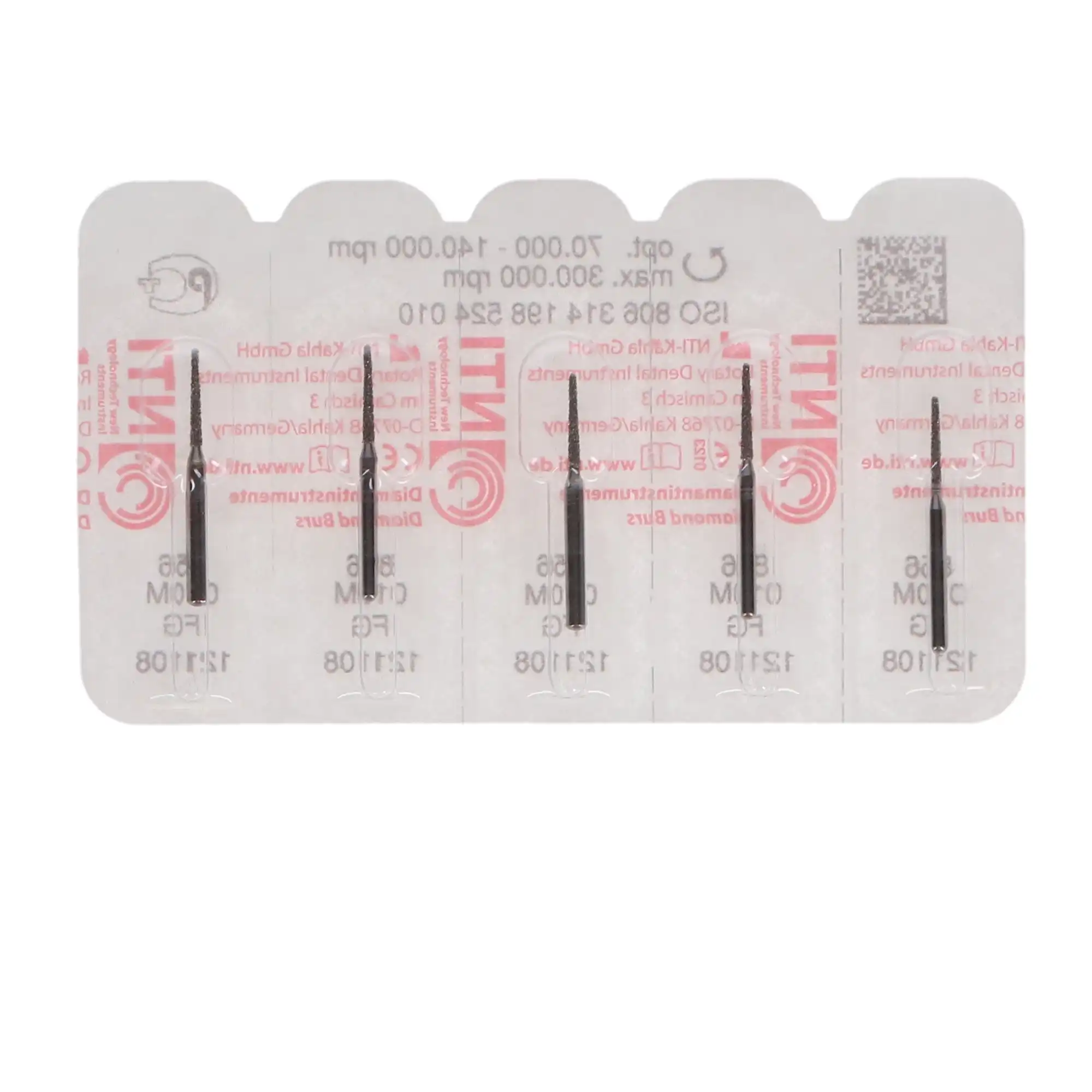 NTI Diamond Bur, FG, Round End Taper, #856-010, 1.0 mm, Medium Grit, 5/Pk, M856-010 thumbnail 5