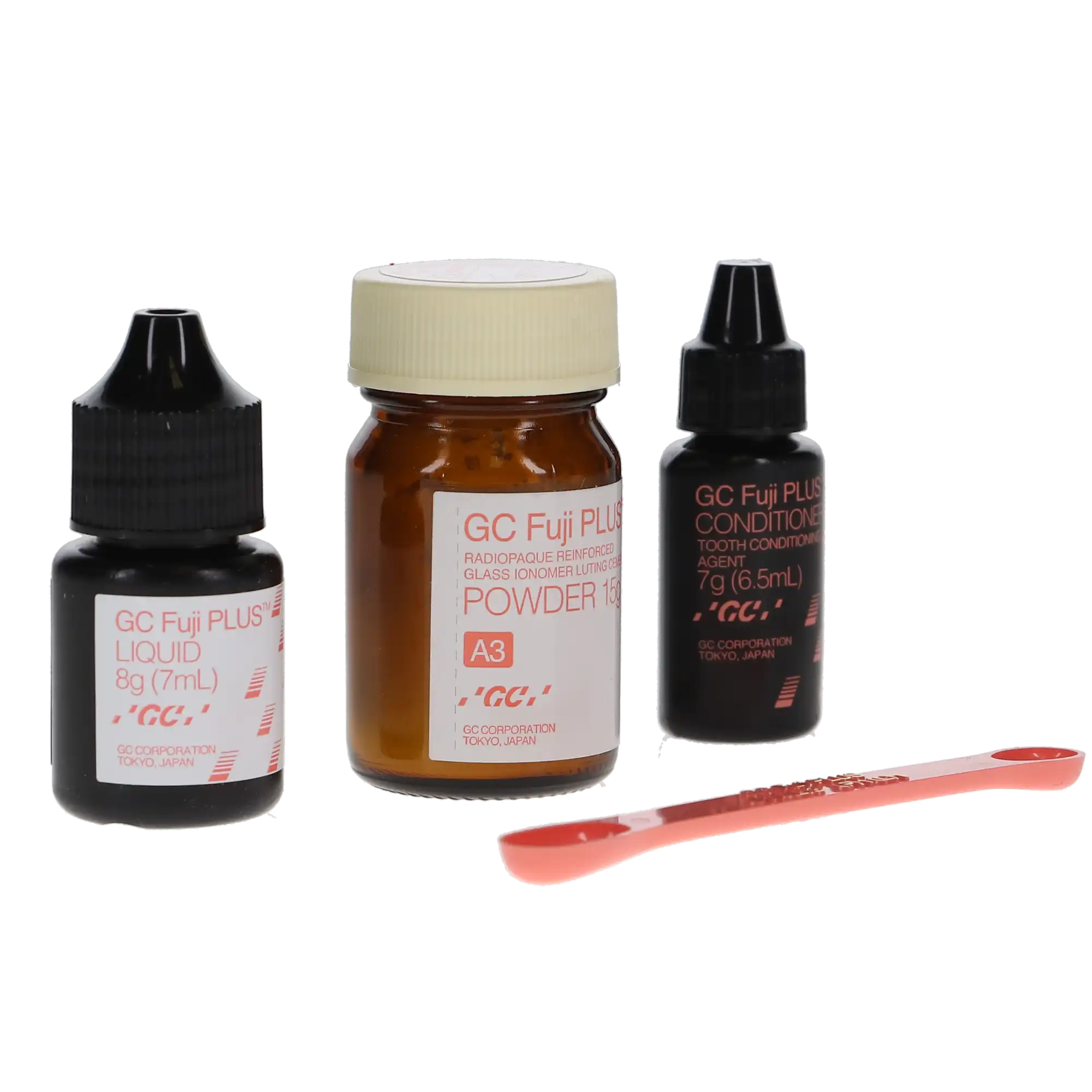 GC Fuji PLUS Resin-Reinforced Glass Ionomer Luting Cement, Powder/Liquid 1:1:1 Kit, 15 g Powder, 7 mL Liquid, 6.5 mL Conditioner, #431011 thumbnail 10