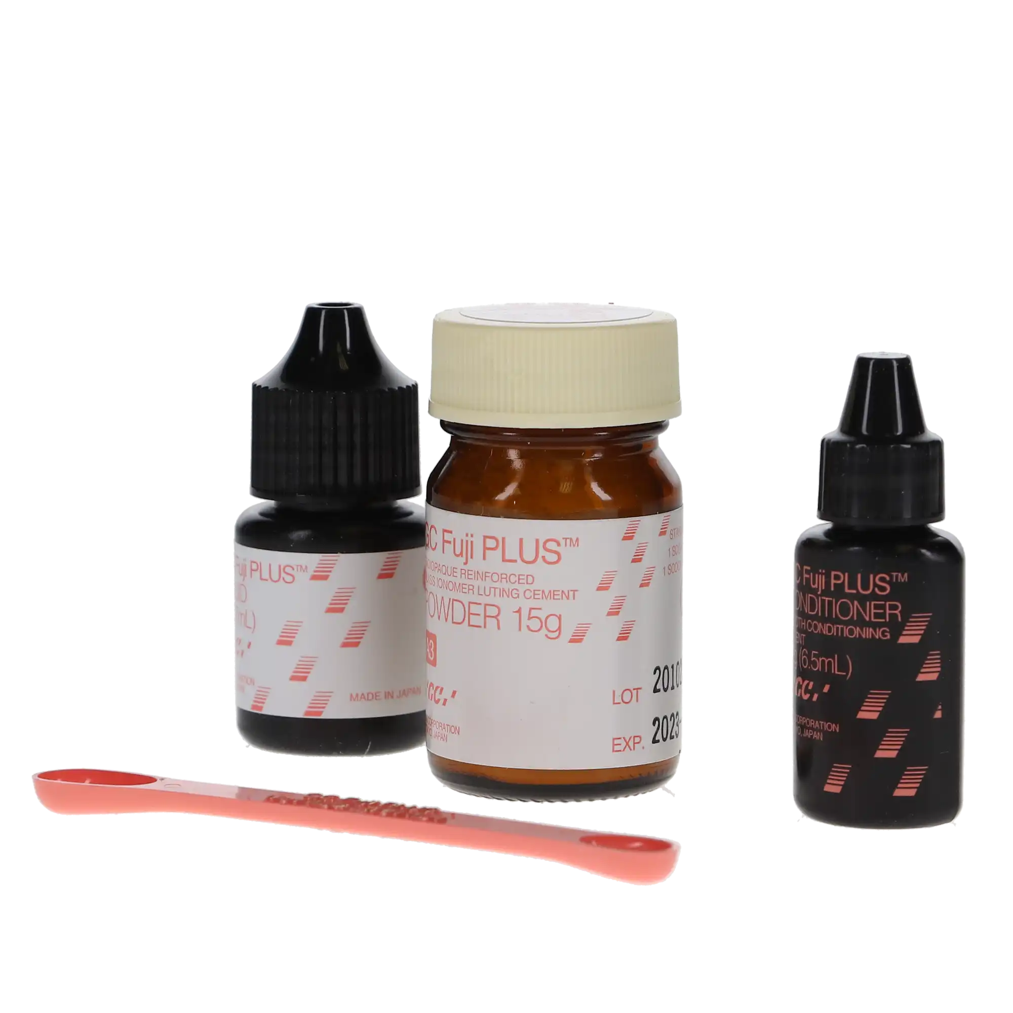 GC Fuji PLUS Resin-Reinforced Glass Ionomer Luting Cement, Powder/Liquid 1:1:1 Kit, 15 g Powder, 7 mL Liquid, 6.5 mL Conditioner, #431011 thumbnail 12