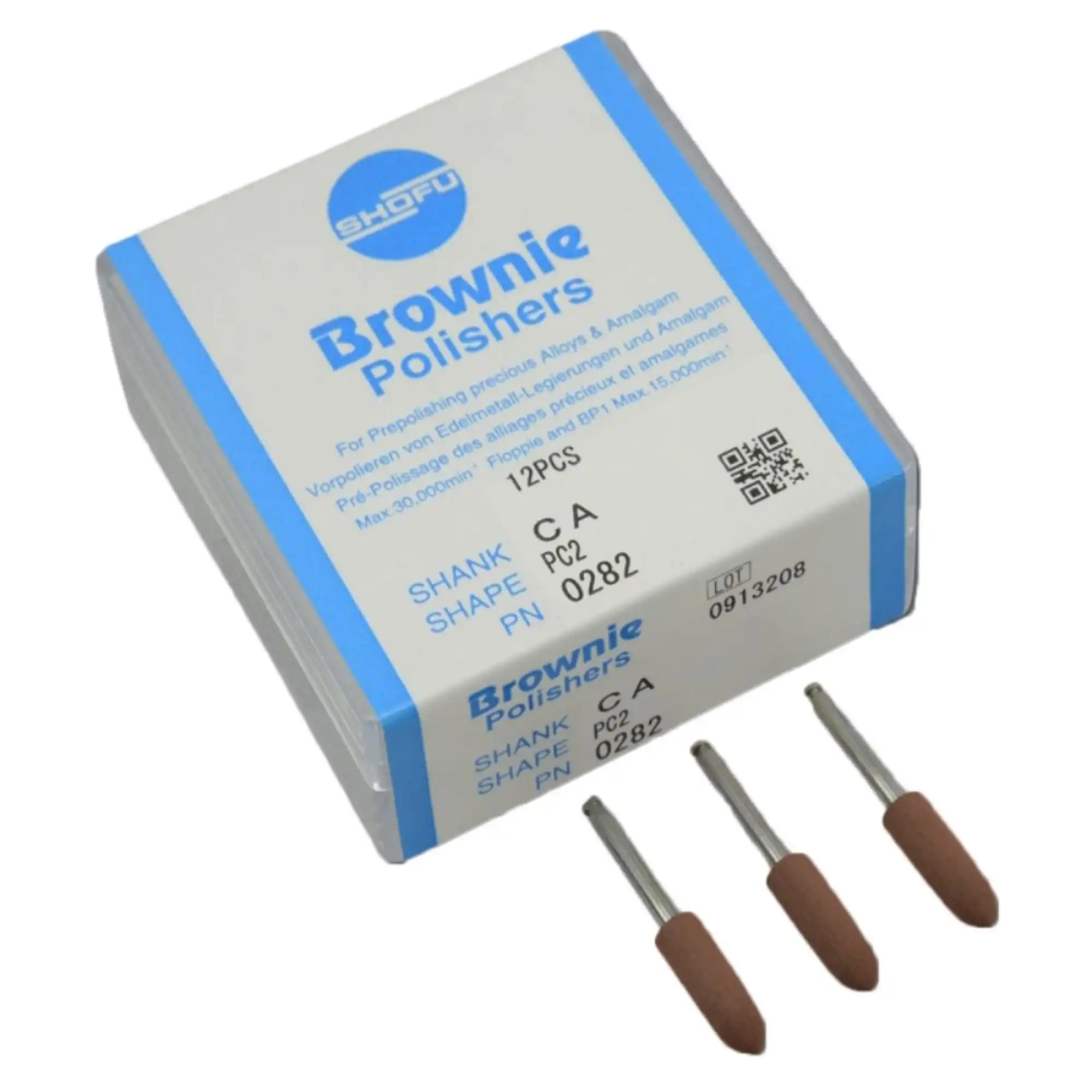 Shofu Brownie Polishers, CA (Latch) Shank, PC2 Pointed Cylinder, Pre-Polishing, Brown, 12/Pkg, 0282 thumbnail 4