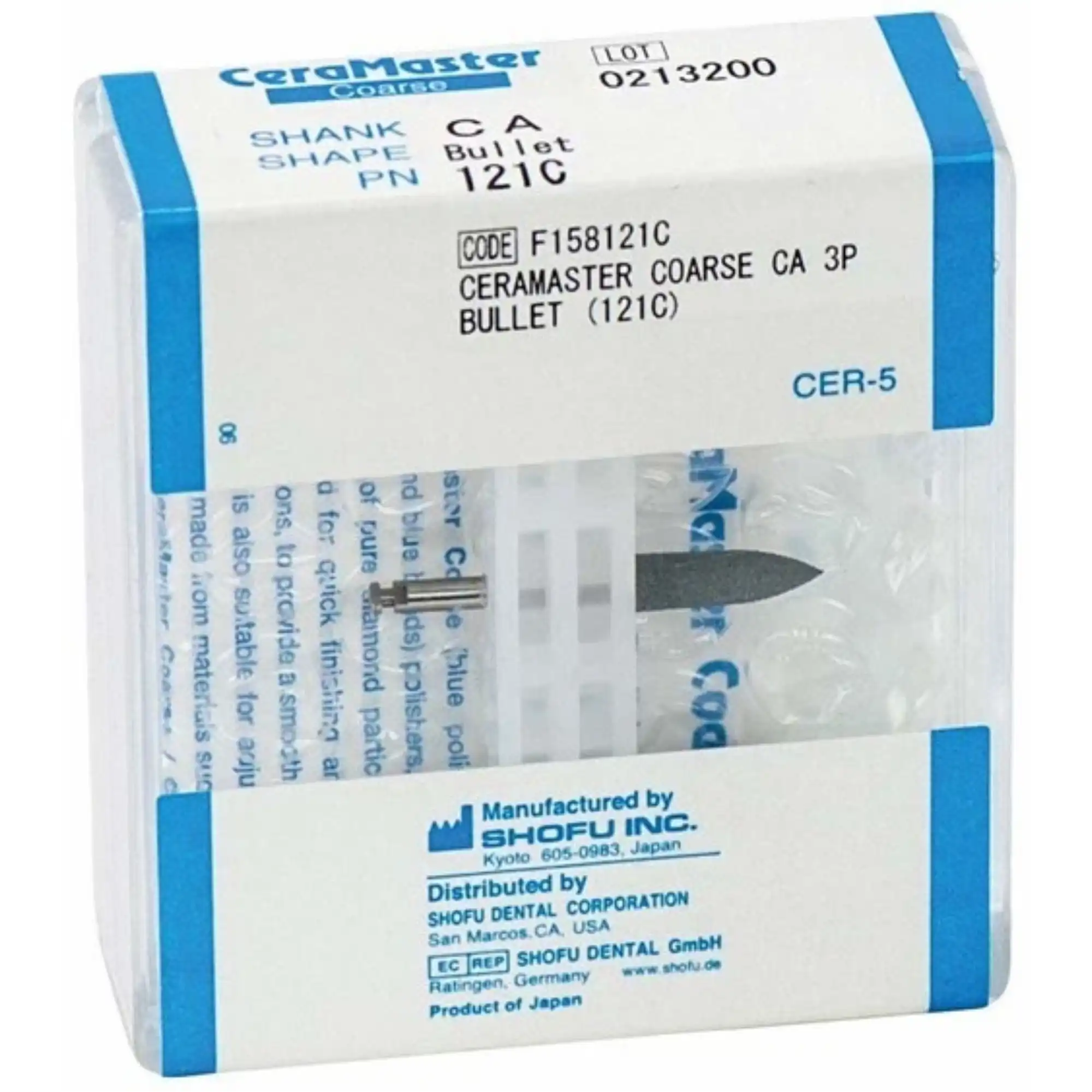 Shofu CeraMaster Coarse CA Bullet Diamond Polishers, #040 Coarse, Blue/White, 3/Pk, 121C thumbnail 4