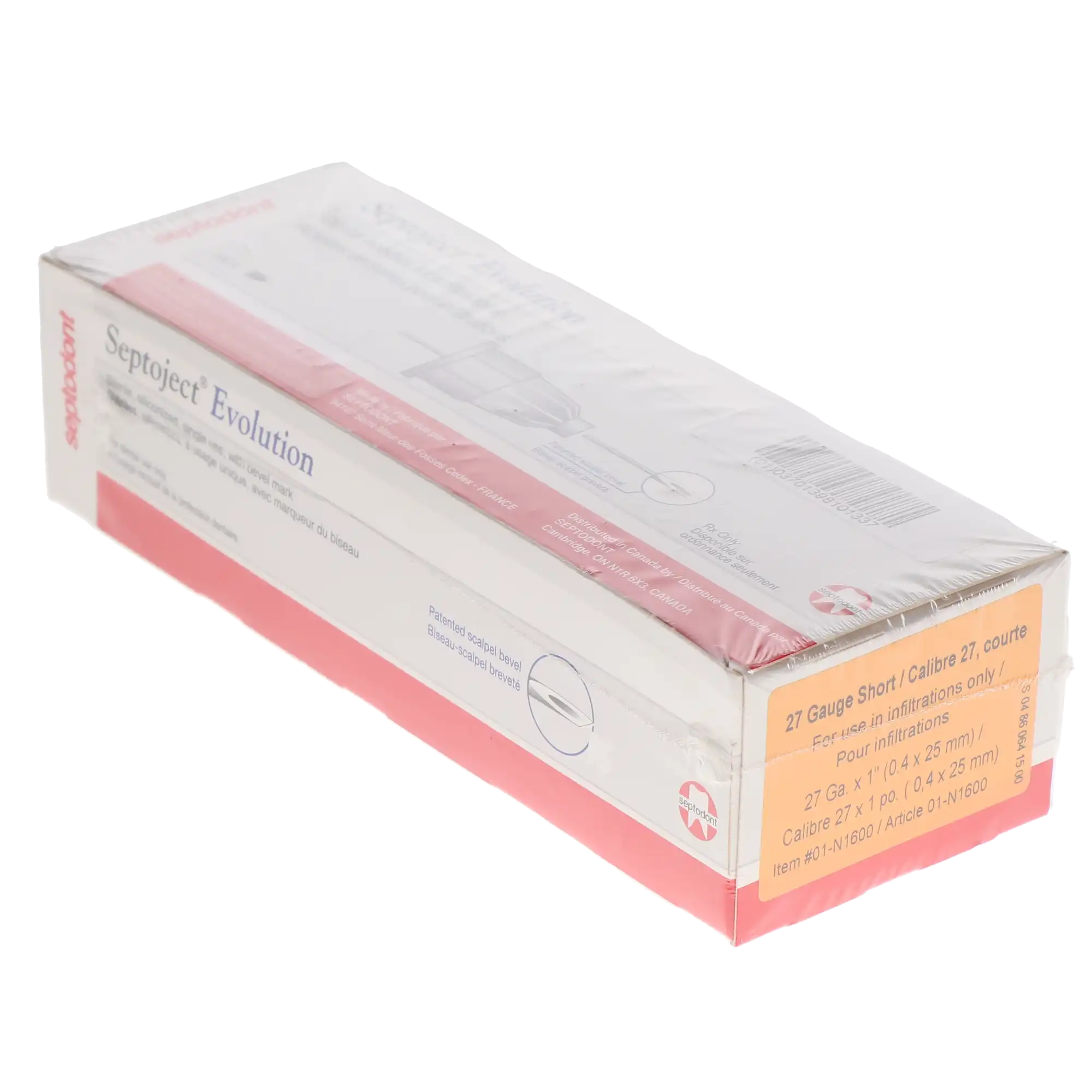 Septoject Evolution Dental Infiltration Needles, 27 Gauge, Short, 25 mm, Orange, 100/Box, 01N1600 thumbnail 4