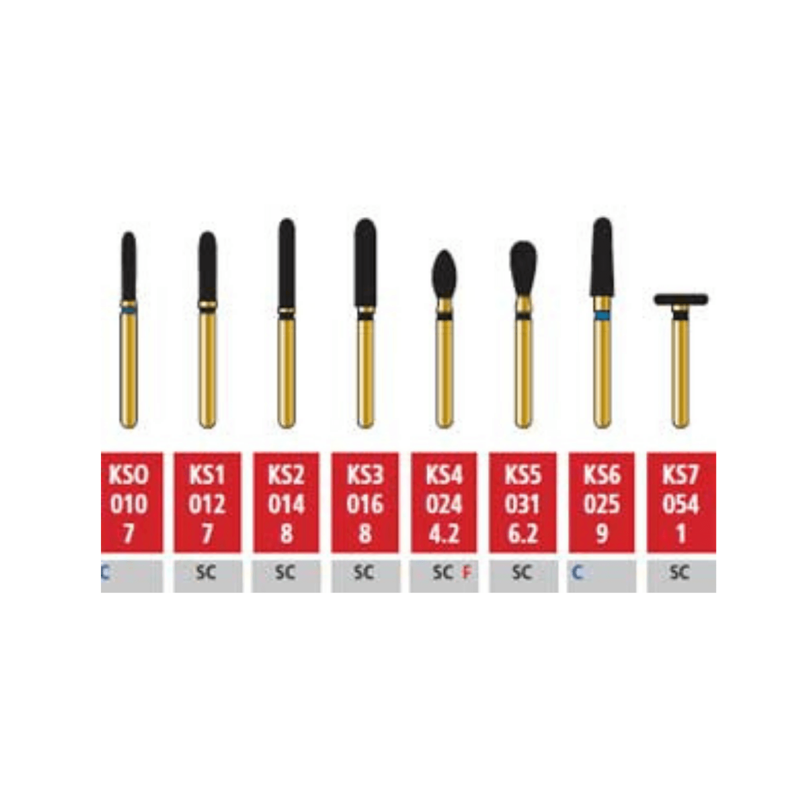 Alpen Diamond Bur, FG, KS6-025, Coarse Grit, KS Series, 5/Pk thumbnail 2
