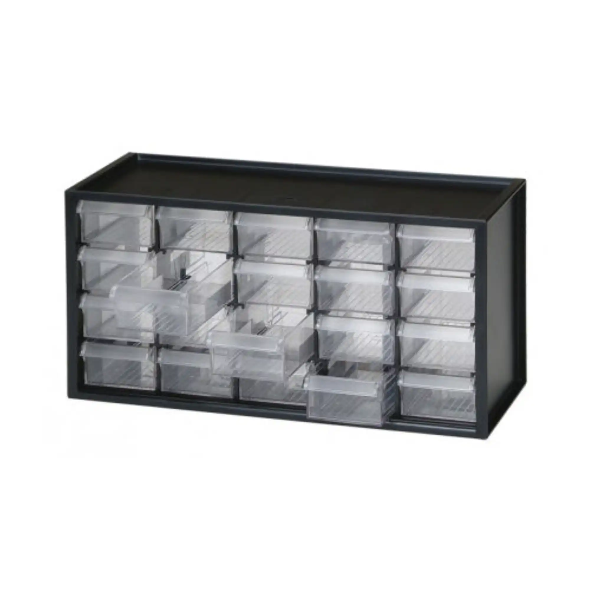 Plasdent 20-Drawer Benchtop Storage Cabinet, Black Frame with Clear Drawers, DRA20-11 - Plasdent - 20-Drawer Unit Black Frame, DRA20-11 - Image 1
