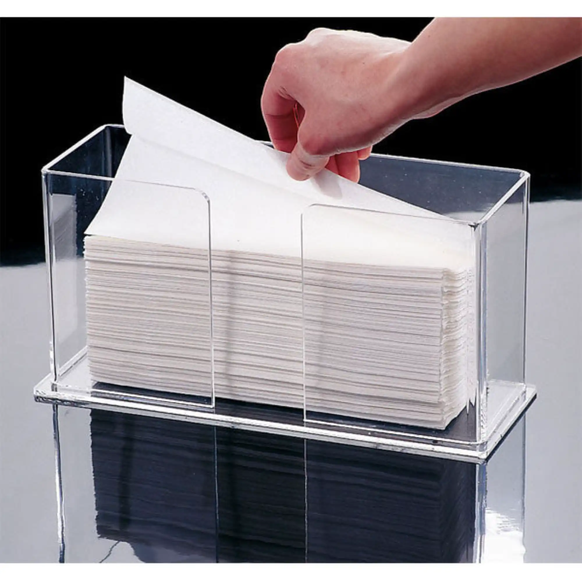 Plasdent 1206 C-Fold Towel Holder, Clear Acrylic, 10-3/4" W x 6" H x 4-1/4" D, 1/Pk thumbnail 6