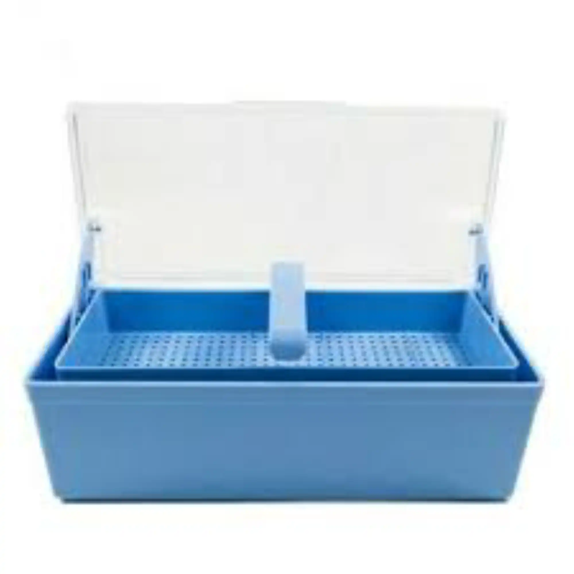 Plasdent Germicide Tray, Blue with Clear Lid, 10-3/8" x 4" x 3-1/4", 208GST-2 - Plasdent - Germicide Tray Blue With Clear Lid, 208GST-2 - Image 1