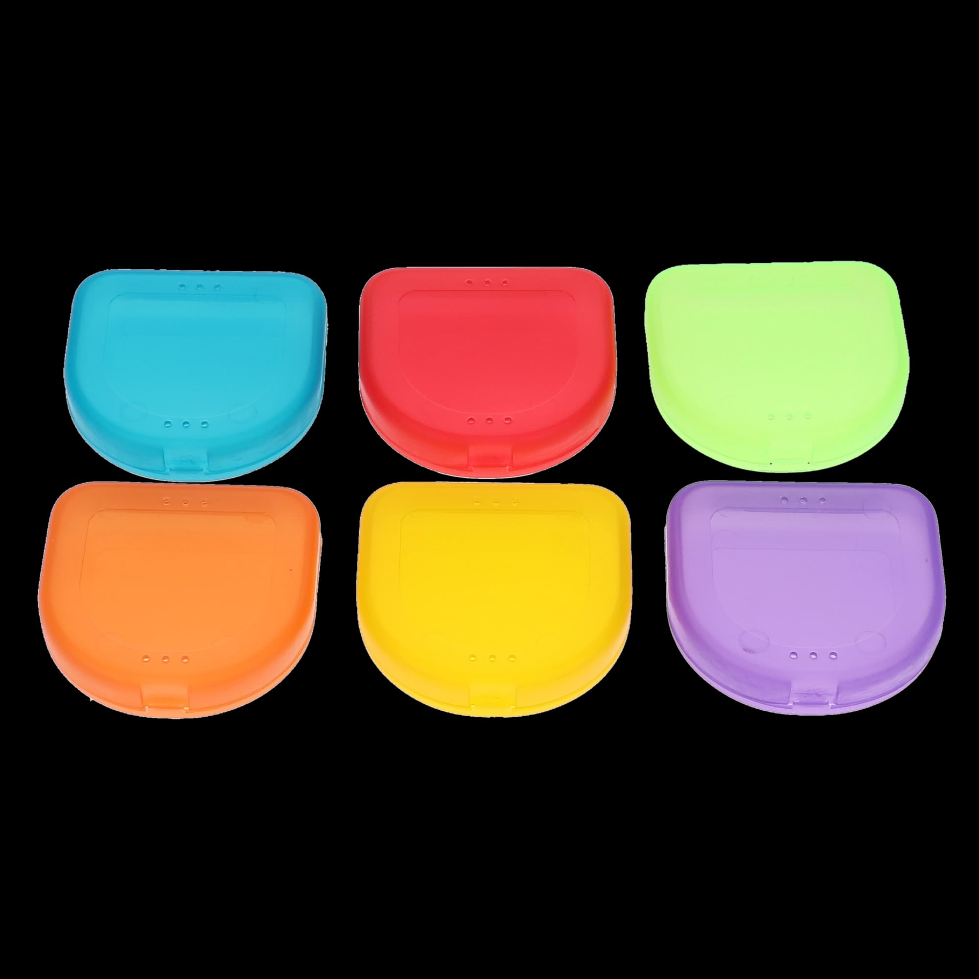 Plasdent iBox Dental Appliance Case, Extra-Slim 5/8" Deep, Hinged, Vented, Assorted Translucent Colors, 12/Box, 200-IBX-ASST thumbnail 2