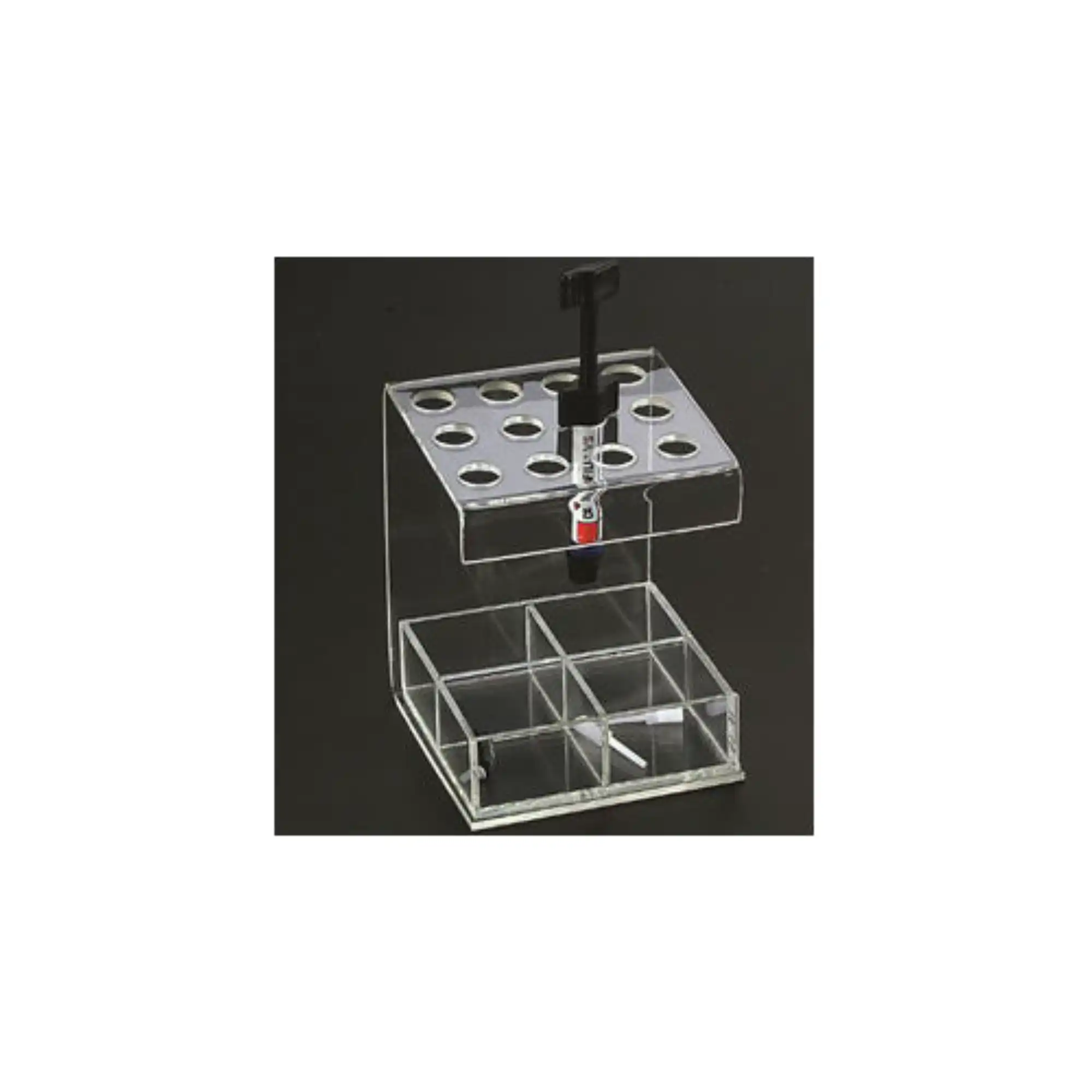 Plasdent Premium Composite Syringe Organizer, Mini, Holds 12 Syringes, Clear Acrylic, 4-3/8"W x 5-1/2"H x 4-1/2"D, 1403 - Plasdent - Premium Composite Syringe Organizer (Small) Holds 12, 1403 - Image 1