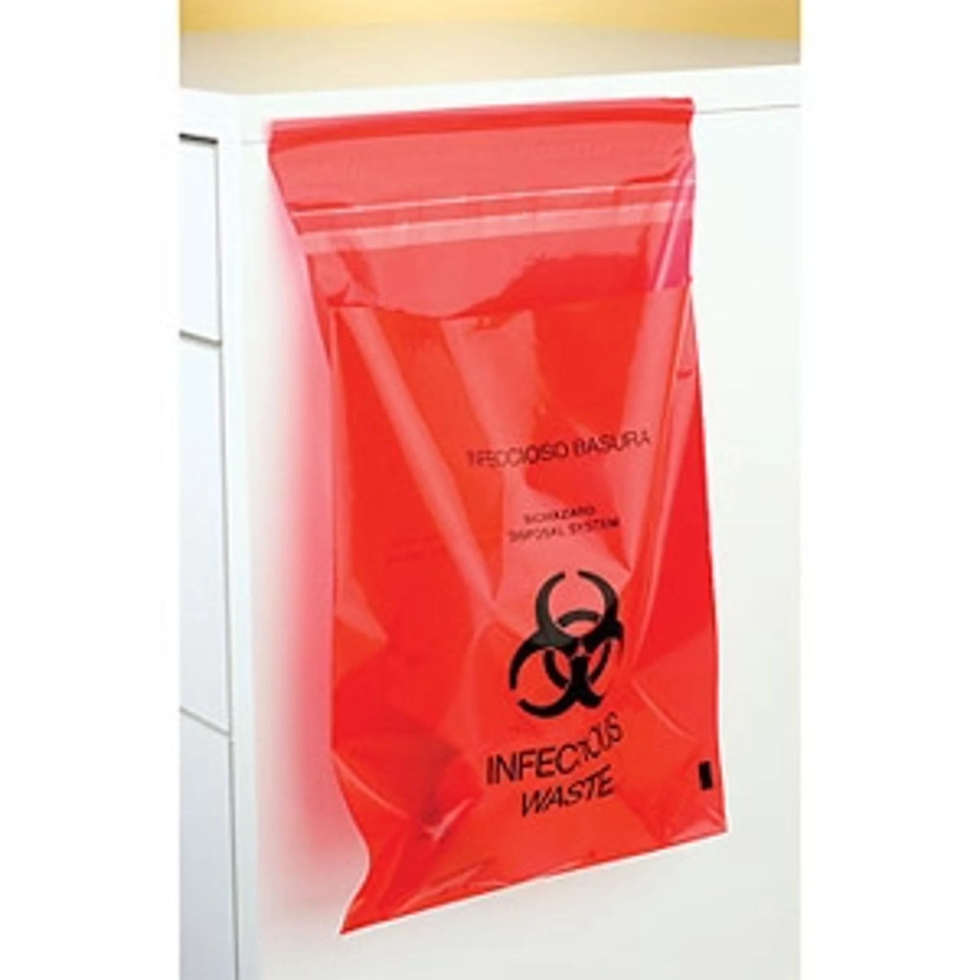 Plasdent Stick-On Red Bio Hazard Waste Bags, 9" x 10", 200/Box, PS850 thumbnail 2
