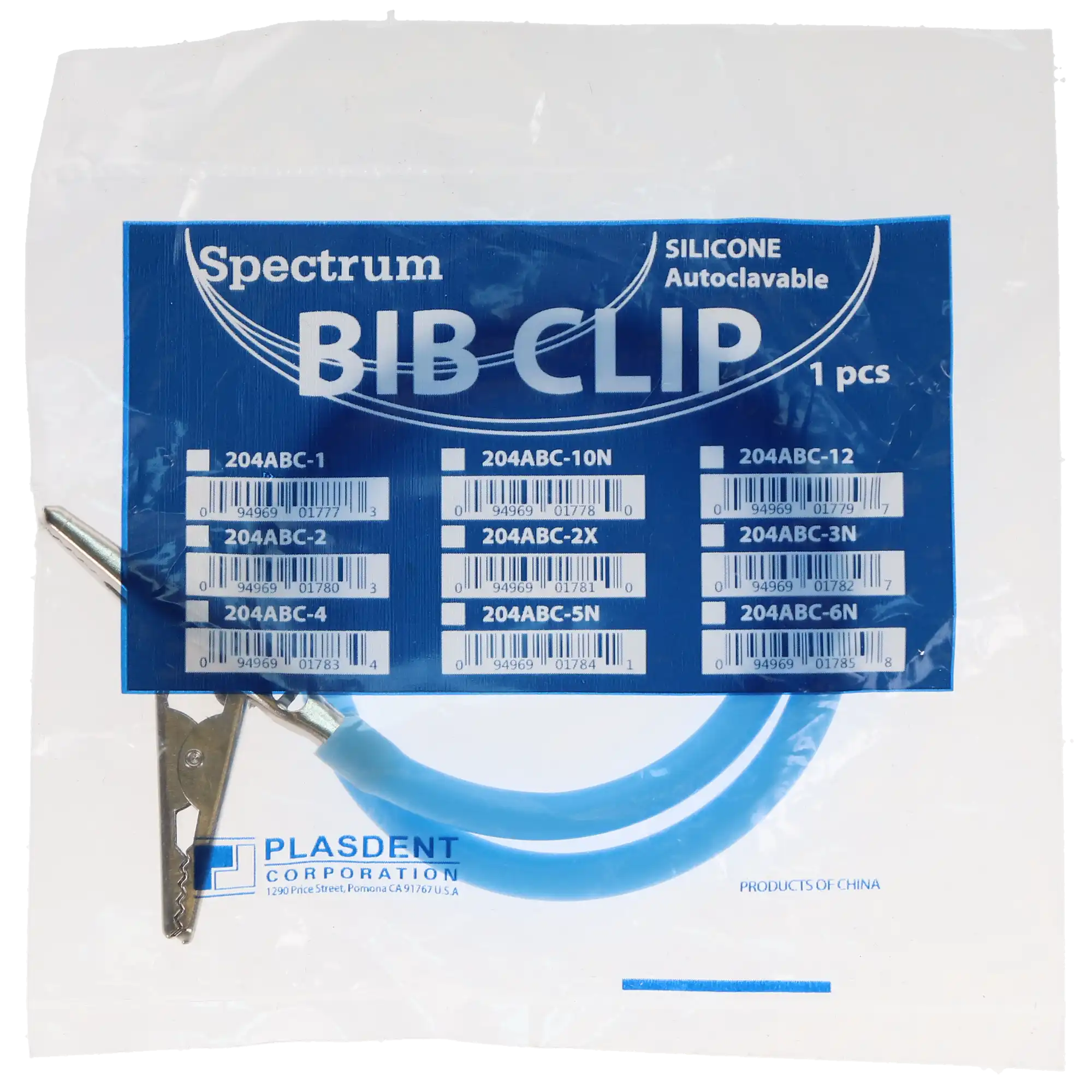 Spectrum Bib Clips, Light Blue, Silicone Tube with Metal Clips, 17.5", 1/Pk, 204BC-2 thumbnail 3