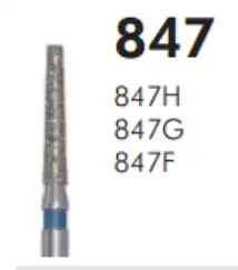 Meisinger Multi-Use Diamond Bur, FG, Long Tapered Flat End, #847G, 1.6 mm, Coarse, Green, 5/Pk, 847G-016-FG thumbnail 3