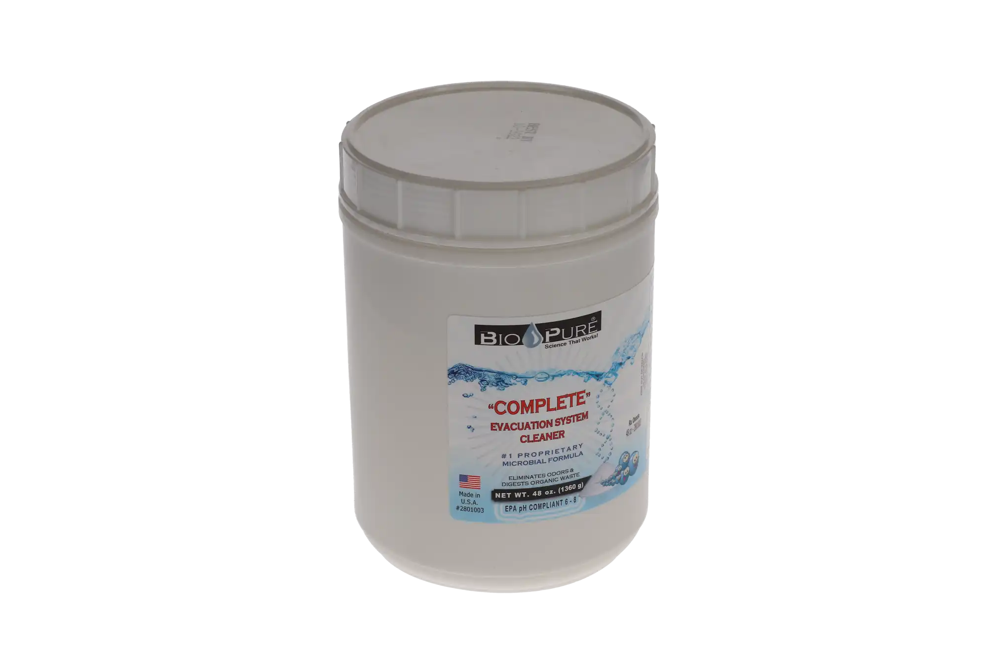 Bio-Pure eVac System Maintenance Cleaner, Powder, 48 oz Jar, 1/Pk, 2801003 thumbnail 3