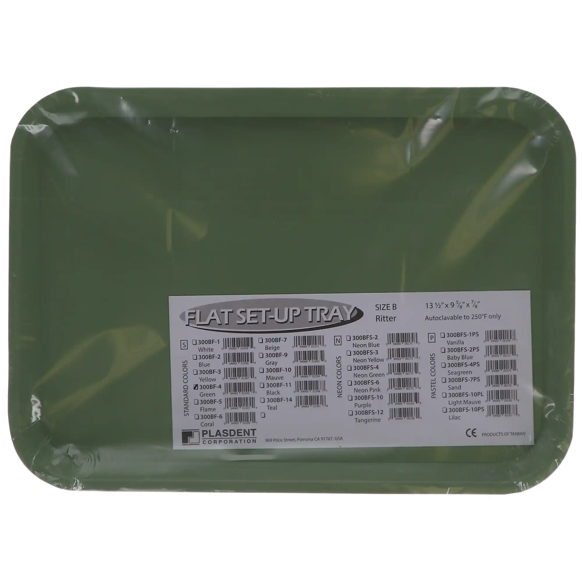 Plasdent Set-Up Flat Tray, Size B (Ritter), Green, Plastic, 13-1/2" x 9-5/8" x 7/8", 1/Pk, 300BF-4 thumbnail 3