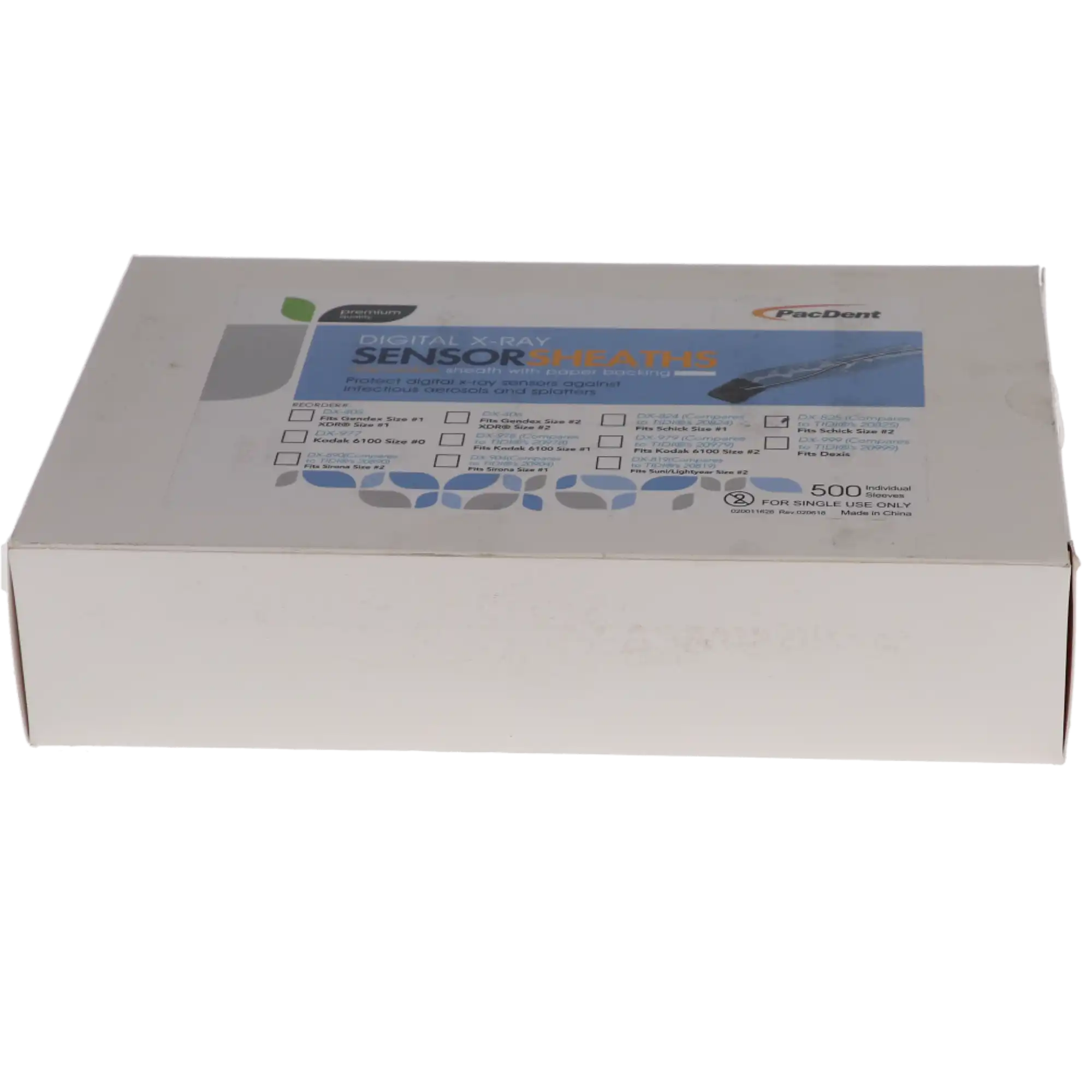 Pac-Dent Armor Digital X-Ray Sensor Sheaths, Paper-Backed, Fits Schick Size #2, Latex-Free, 500/Pk, DX-825 thumbnail 4