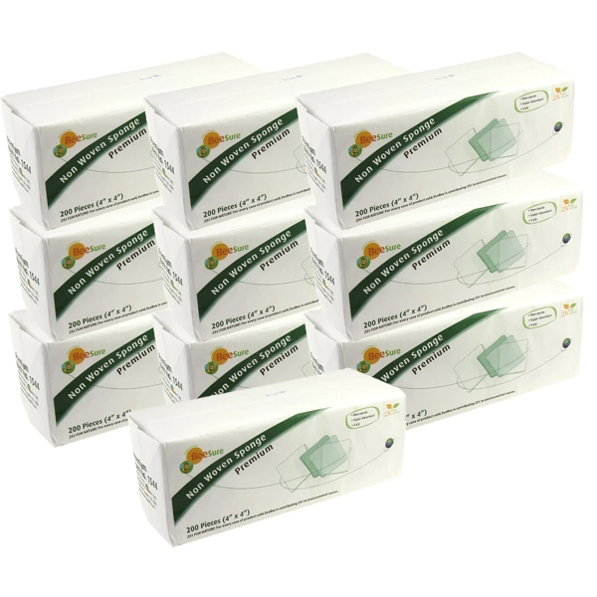 BeeSure Premium Non-Woven Sponges, 4" x 4", 4-Ply Rayon/Polyester, 50g/m², Non-Sterile, 2000/Pk thumbnail 2