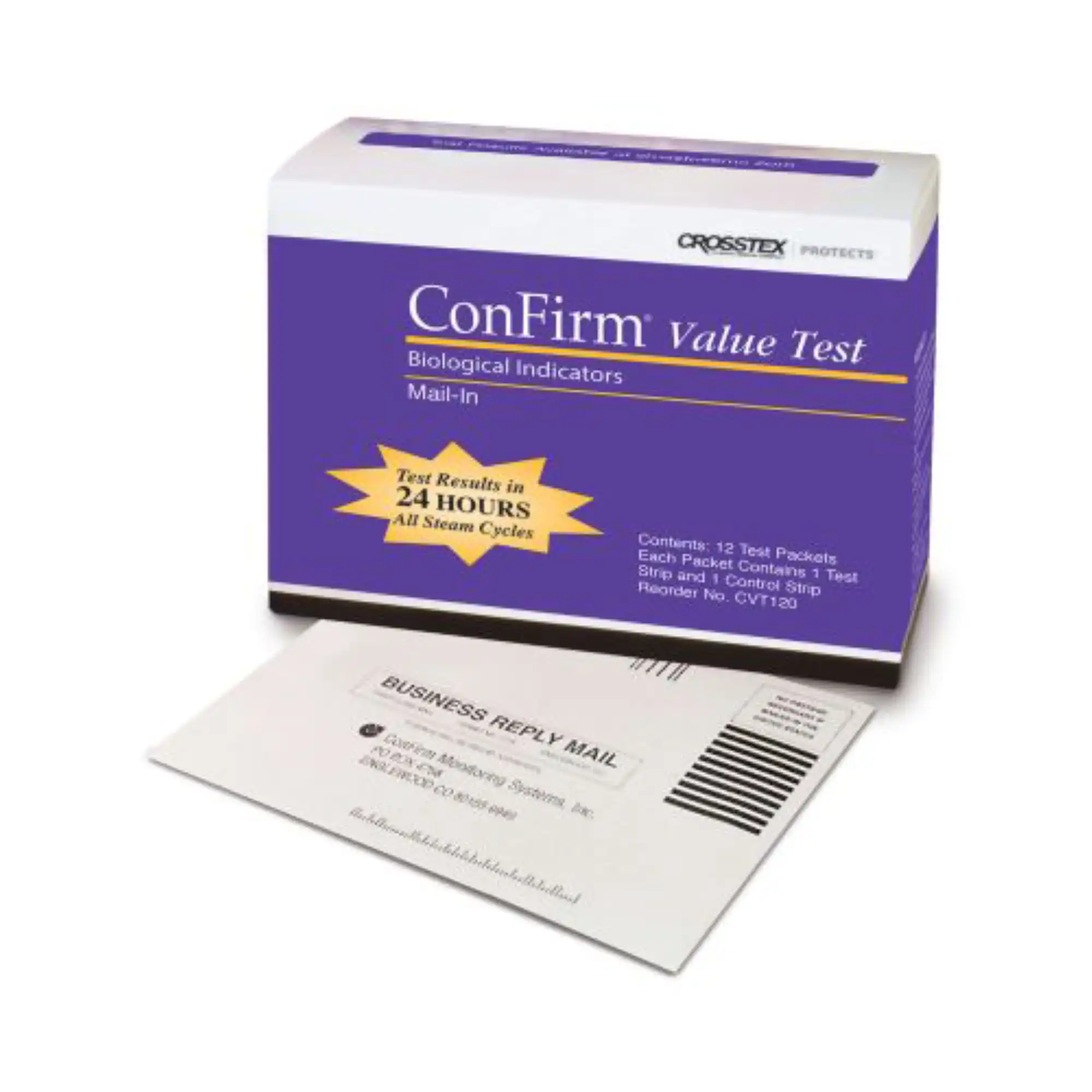 ConFirm Mail-In Sterilizer Monitoring System Value Test Service, 2 Strip Test, 12 Packets, CVT120 - Confirm Mail-In Sterilizer Monitoring System Value Test Service Pack of 12 - Image 1