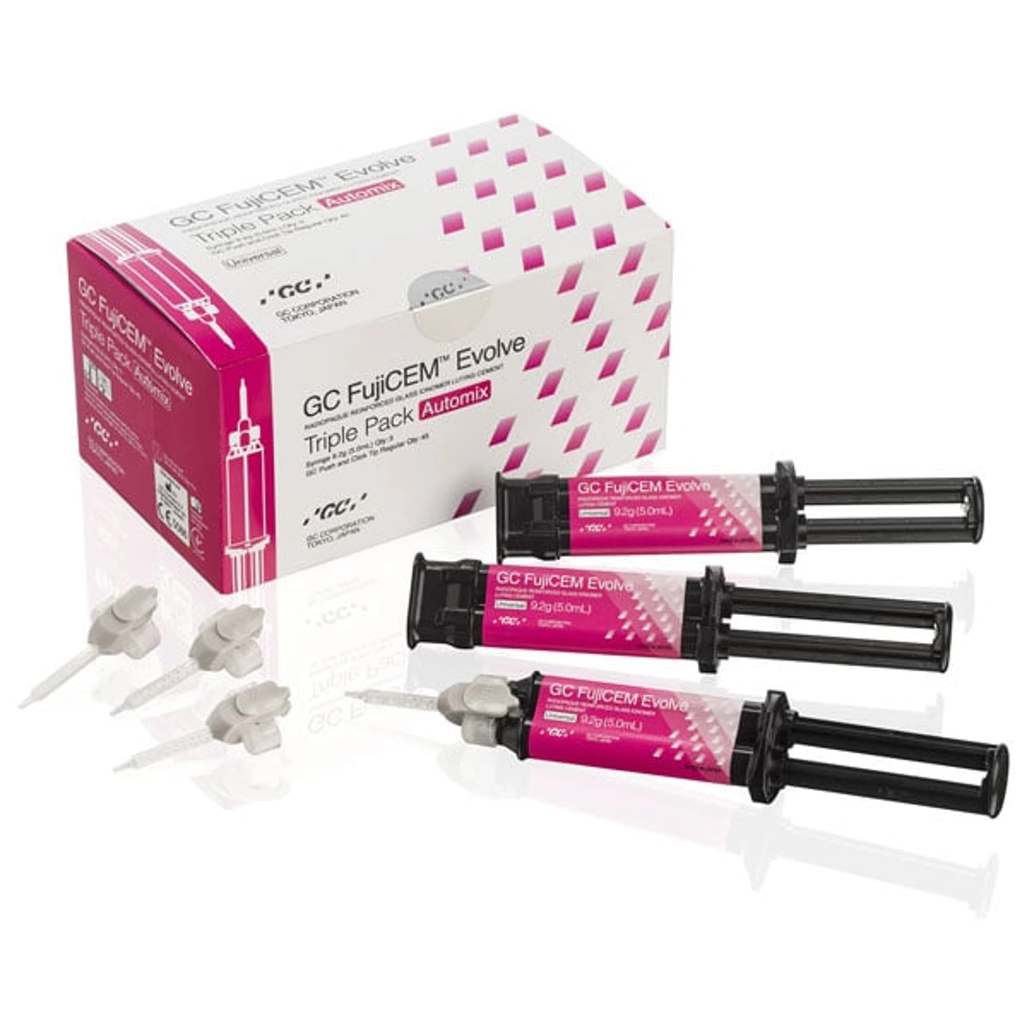GC FujiCEM Evolve Resin-Reinforced Glass Ionomer Luting Cement, Automix Triple Pack, 9.2 g Syringes, 3/Pk, 012950 thumbnail 9