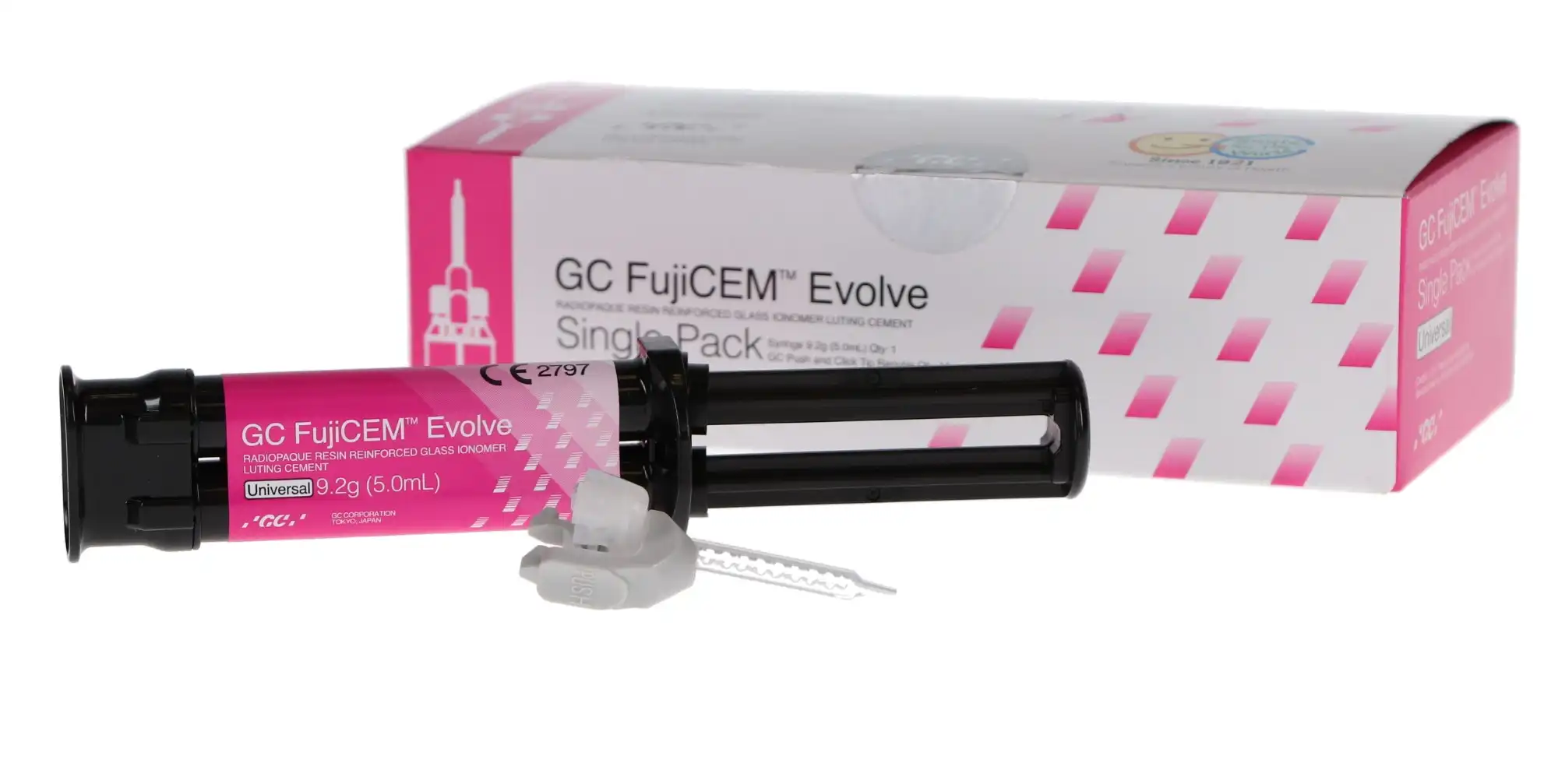 GC FujiCEM Evolve Resin-Reinforced Glass Ionomer Luting Cement, Automix Single Pack, 9.2 g Syringe + 15 Mixing Tips, 012948 thumbnail 12