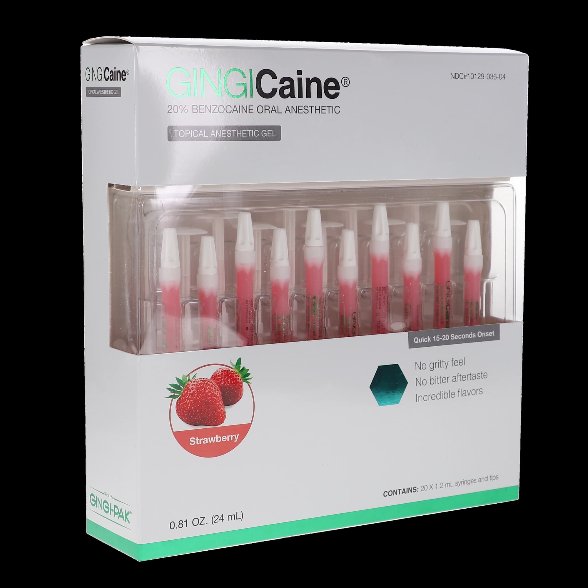 GINGICaine Topical Anesthetic Gel Syringe Kit, Strawberry, 20% Benzocaine, 1.2 mL, 20/Pk, 20118S thumbnail 13