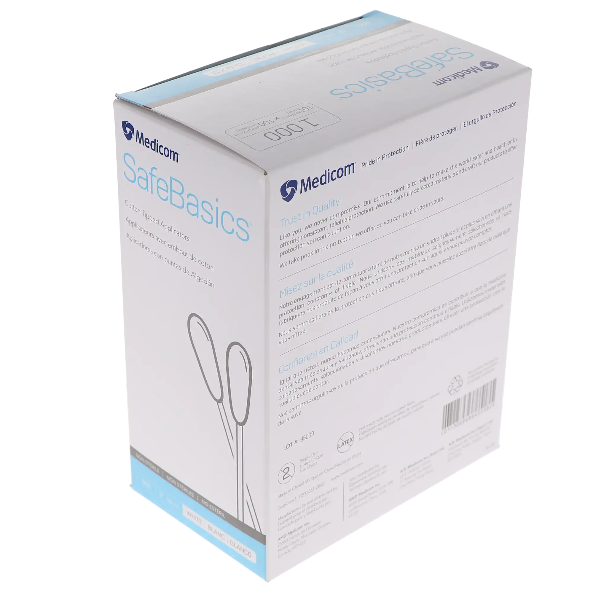 SafeBasics Cotton-Tipped Applicators, Non-Sterile, Wood Shaft, 3", 1000/Box, 803 thumbnail 4