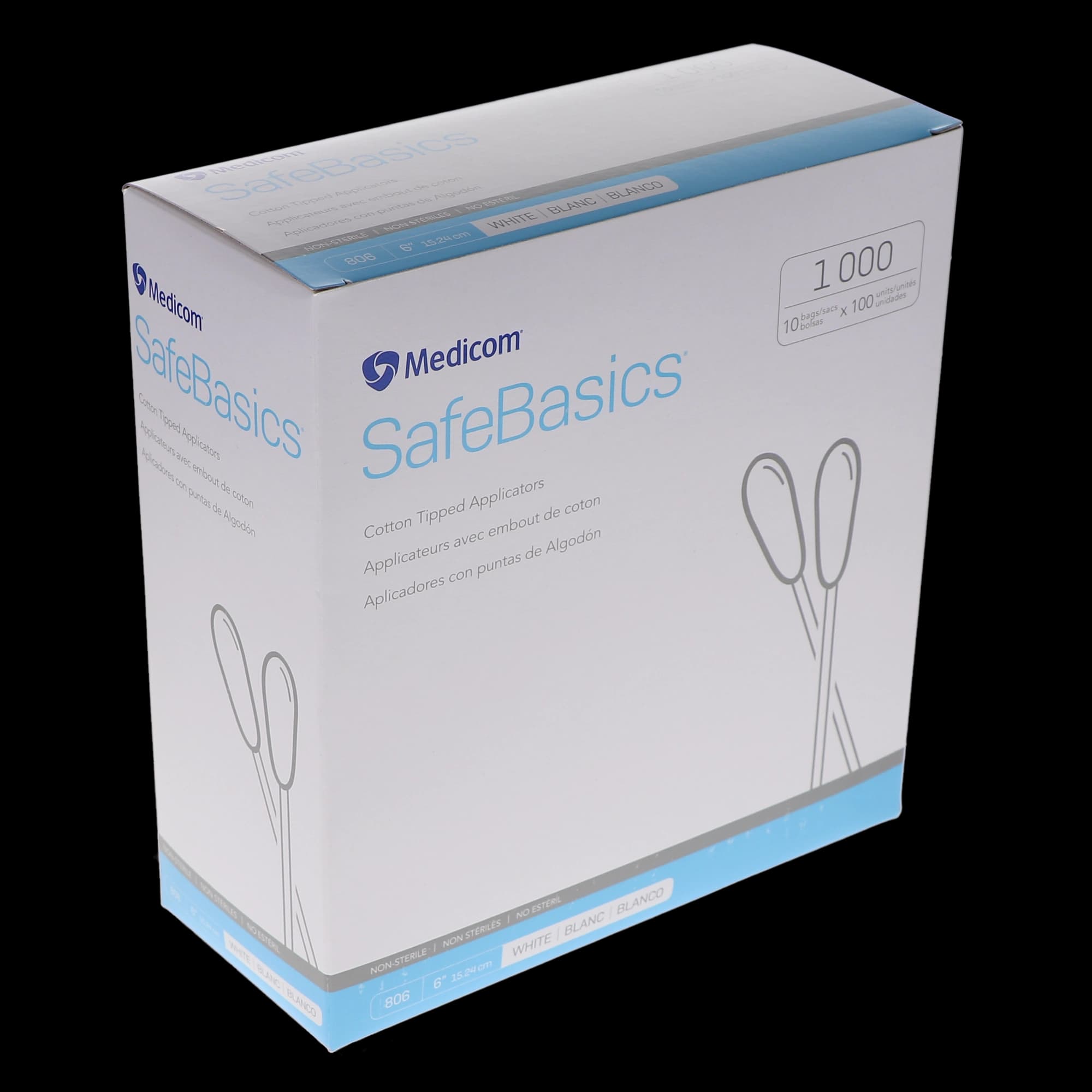 SafeBasics Cotton-Tipped Applicators, 6", Wood Shaft, Non-Sterile, 1000/Box, 806 thumbnail 6