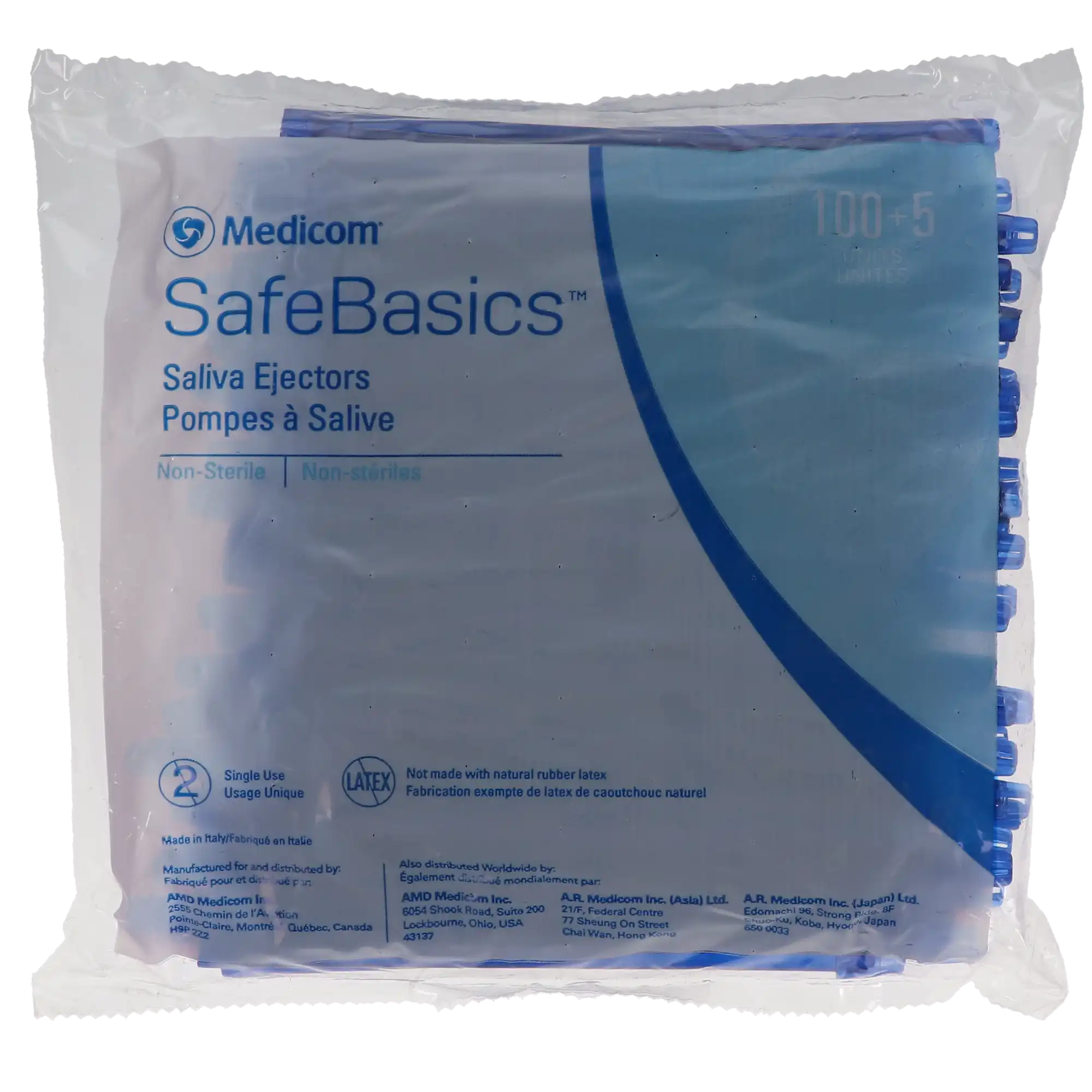 SafeBasics Flexible Saliva Ejectors, 6", Latex-Free, Clear Blue with Blue Tip, 105/Pk, 710 thumbnail 8