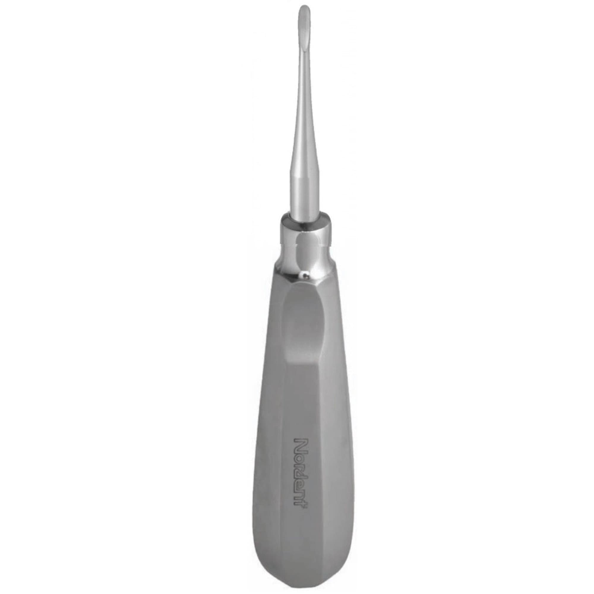 Nordent #301 Apexo Elevator, Serrated Blade Tip, Straight, 2.5mm Blade Width, Thumb Grip Handle, E301SR - Nordent - #301 Apexo Elevator Serrated Blade Tip with Thumb Grip Handle. Straight - Image 1