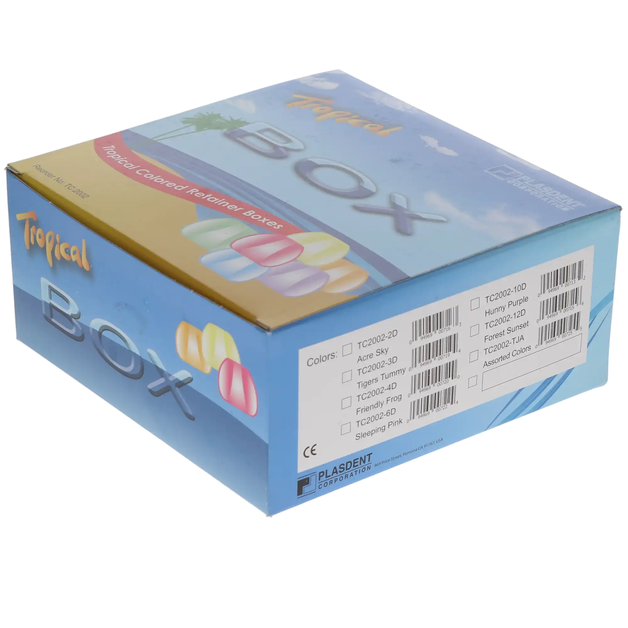 Plasdent Translucent Tropical Retainer Boxes, Snap Closure, Vented Lid, 7/8" Deep, Assorted Colors, 12/Box, TC2002-TCA thumbnail 3