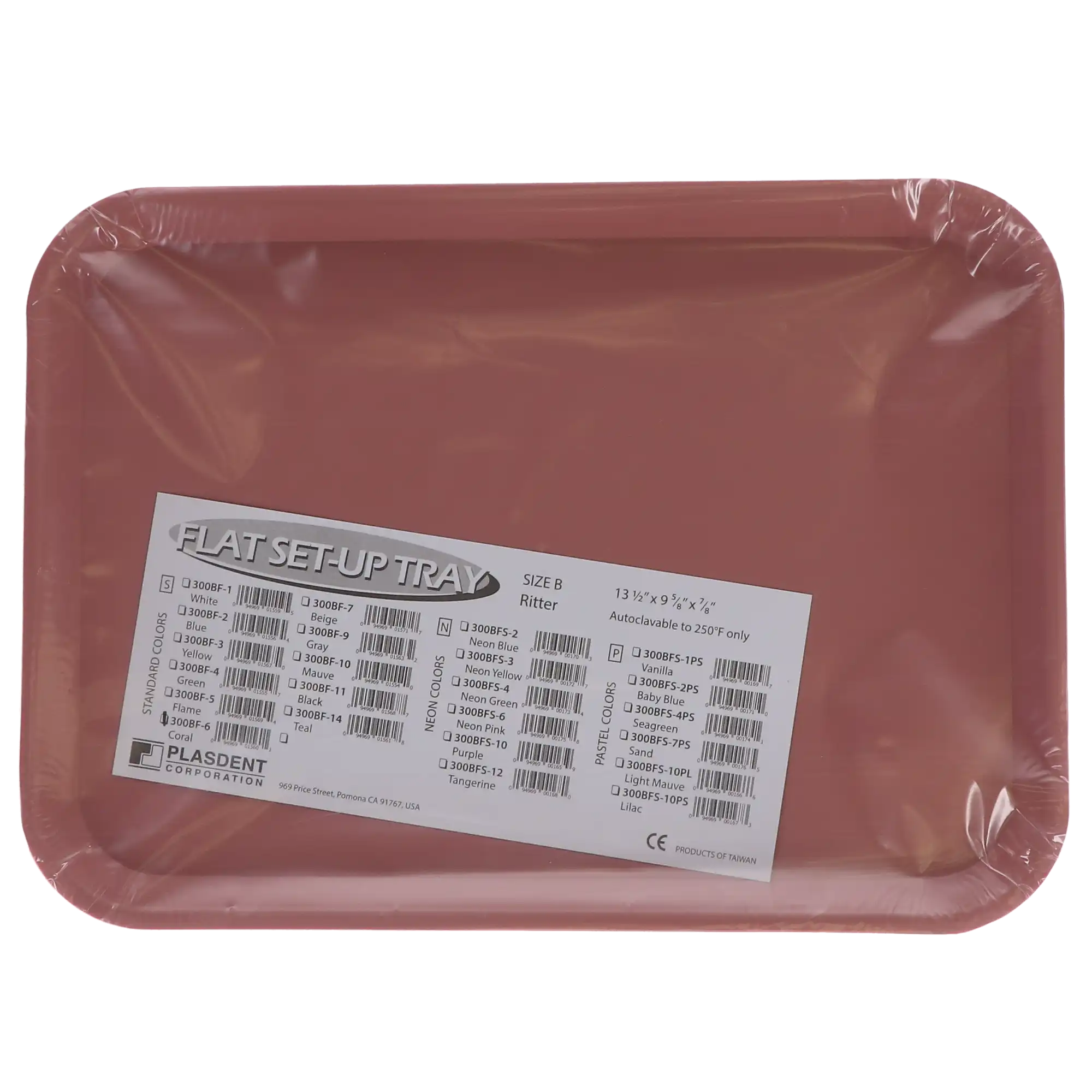 Plasdent Set-Up Tray, Flat Size B (Ritter), 13 3/8" x 9 5/8" x 7/8", Coral, 1/Pk, 300BF-6 thumbnail 4