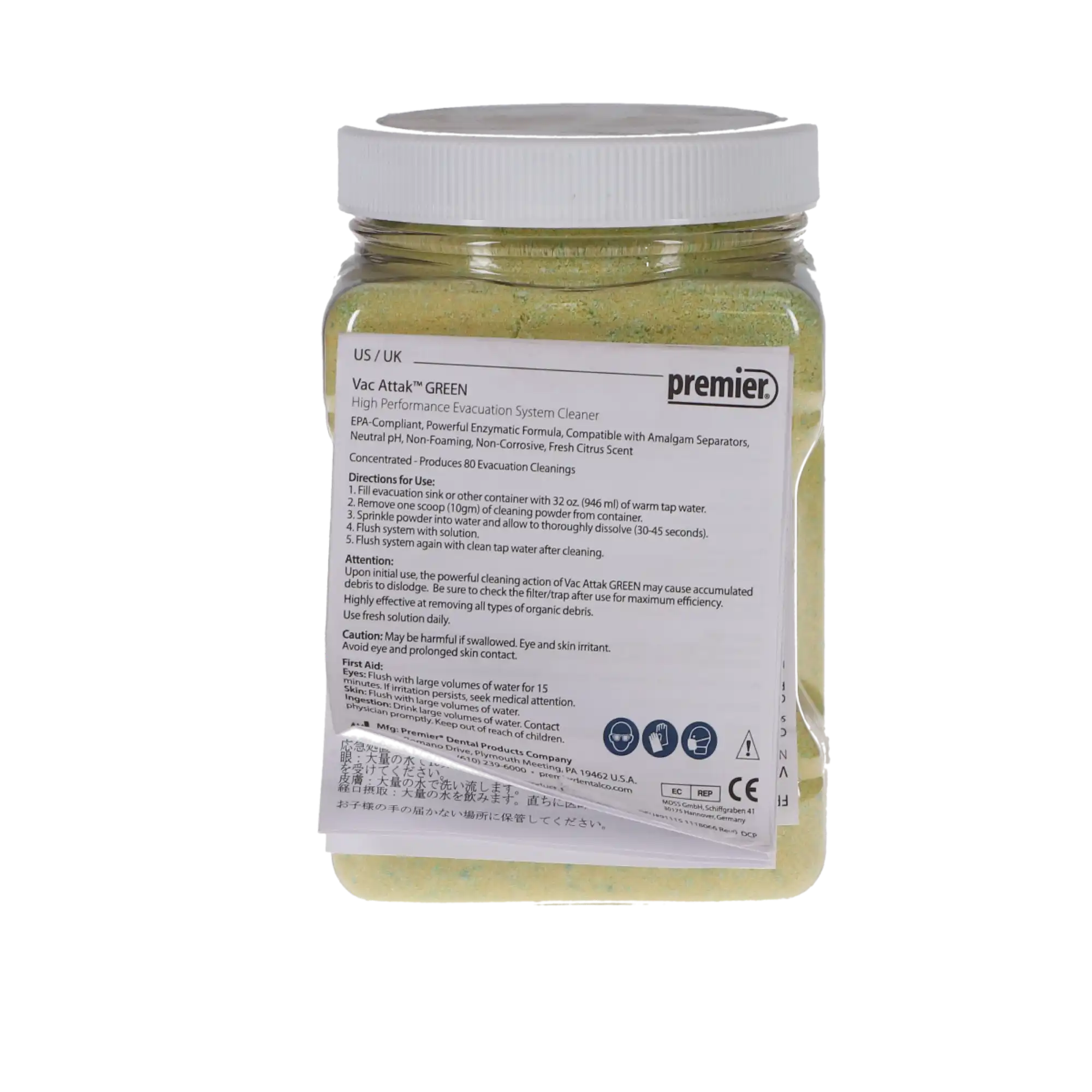 Vac Attak™ GREEN High-Performance Evacuation System Cleaner, Powder, 800 g Jar, Citrus, 9011105 thumbnail 6