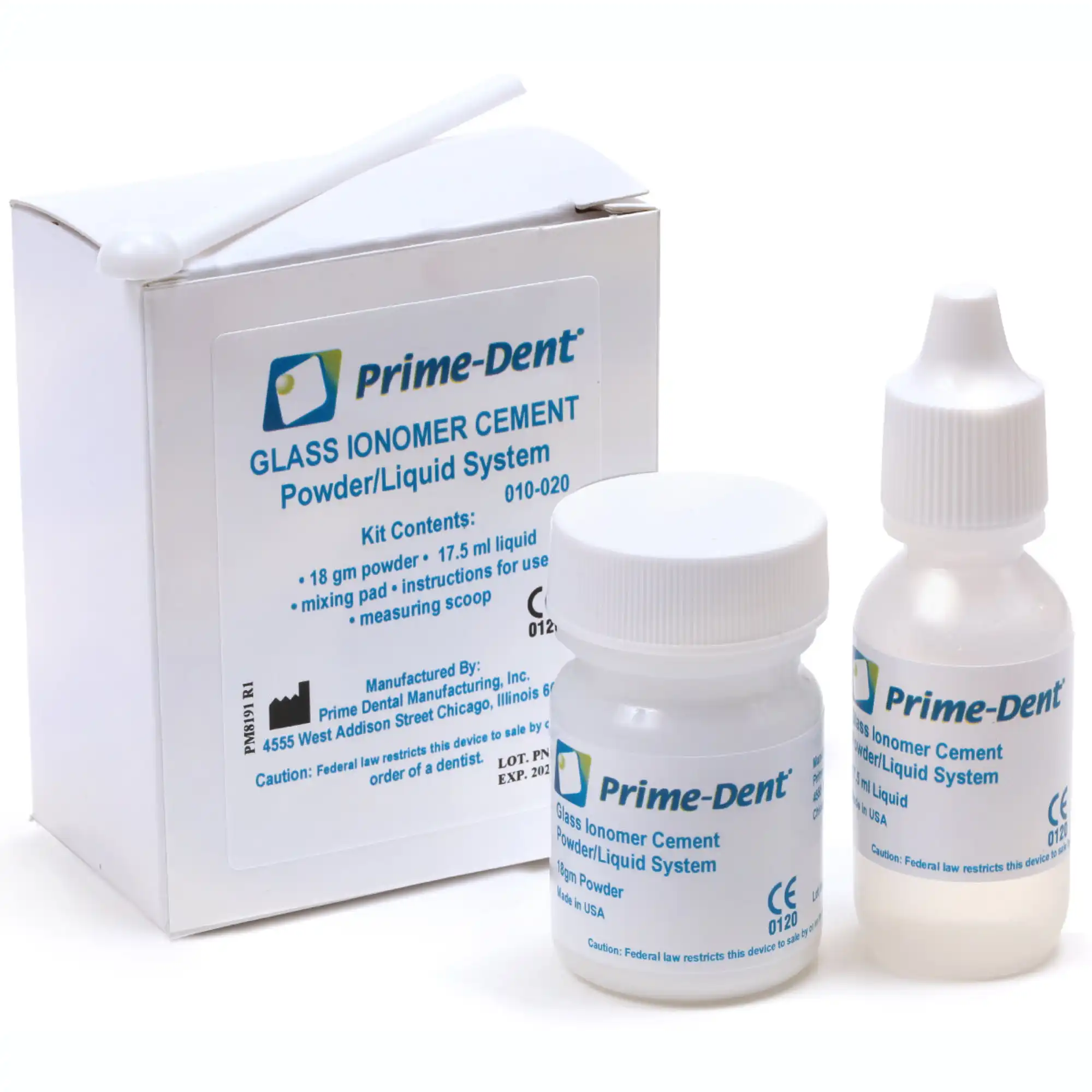 Prime-Dent Glass Ionomer Cement Kit, Powder and Liquid System, 18 g Powder / 17.5 mL Liquid, 1 Kit (010-020) - Prime-Dent Glass Ionomer Cement Powder and Liquid System, Kit, 18 g, 1/Pk - Image 1