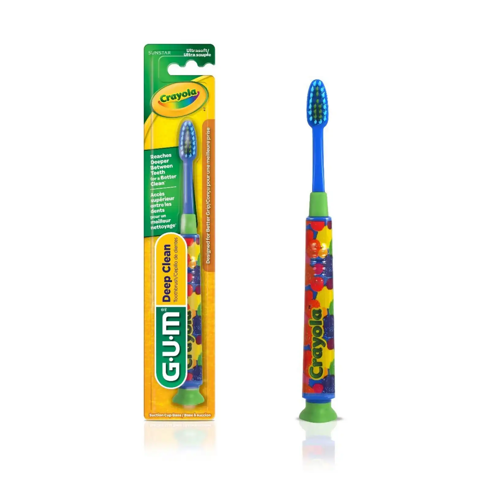 GUM Crayola Deep Clean Kids' Manual Toothbrush, Ultra-Soft Tapered Bristles, Compact Head, Assorted Colors, Ages 4-9, 12/Pk, 234P thumbnail 2