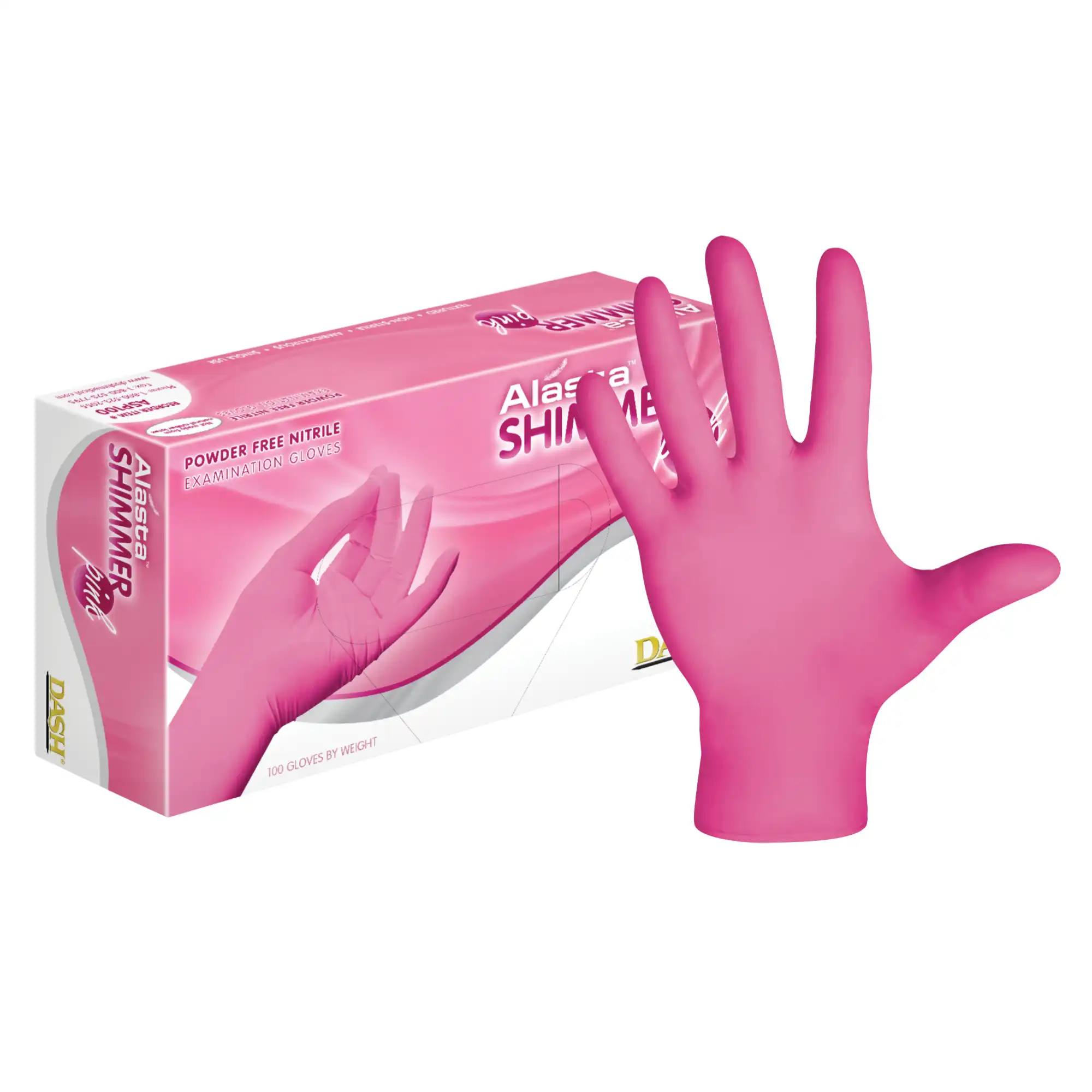 Alasta Shimmer Pink Nitrile Exam Gloves, Powder-Free, Non-Sterile, Medium, Pink, 100/Box, PNK100M thumbnail 9