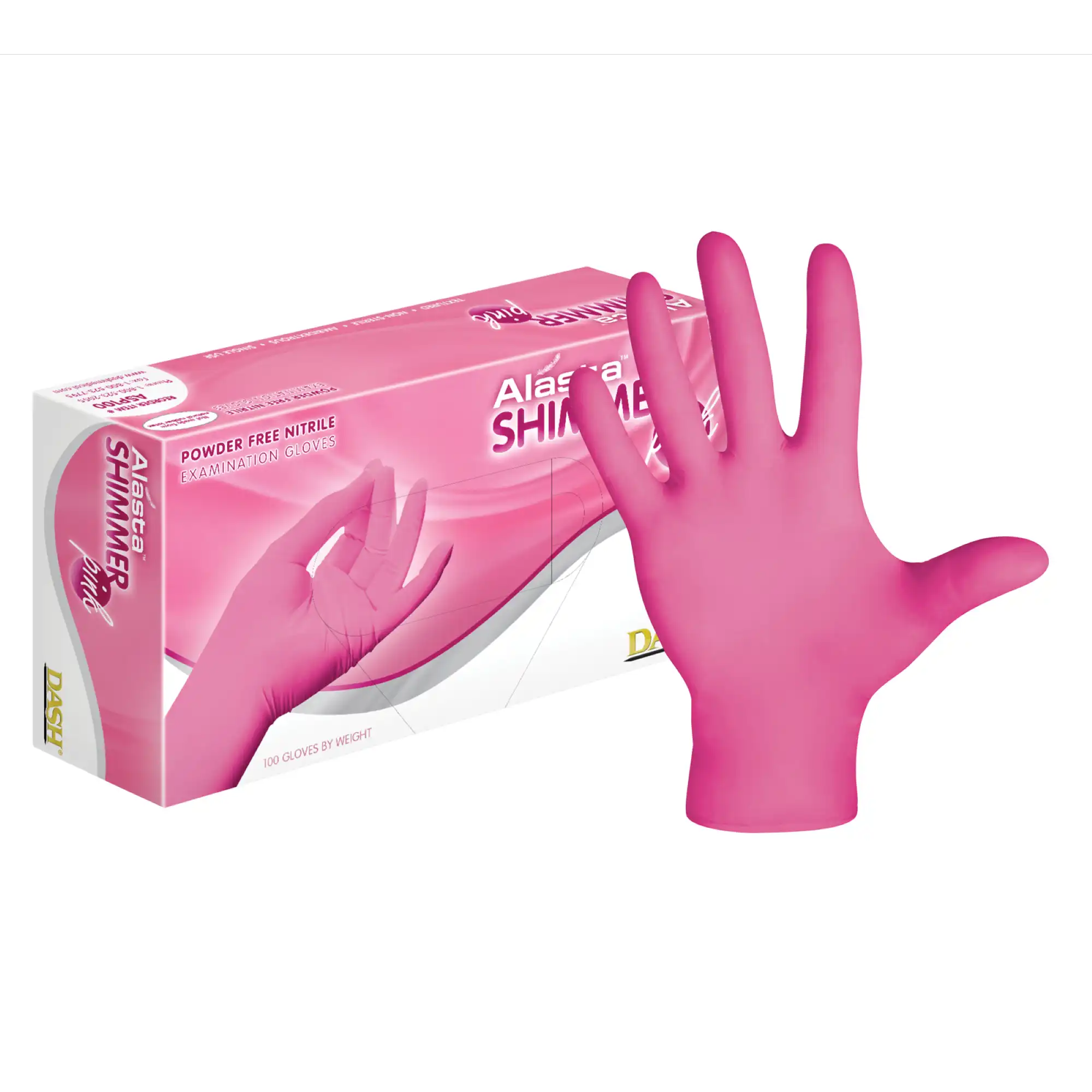 Alasta Shimmer Pink Nitrile Exam Gloves, Powder-Free, Non-Sterile, X-Small, Pink, 100/Box, PNK100XS thumbnail 9