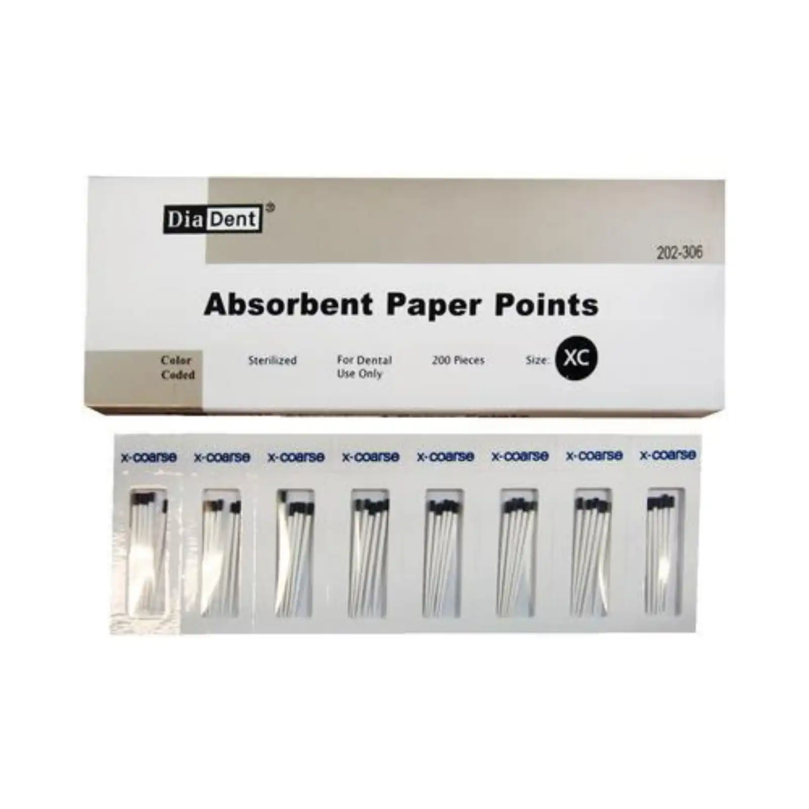 Diadent Absorbent Paper Points, X-Coarse (Black), Non-Marked, .02 Taper, Cell Pack, 200/Pk, 202-306 thumbnail 4