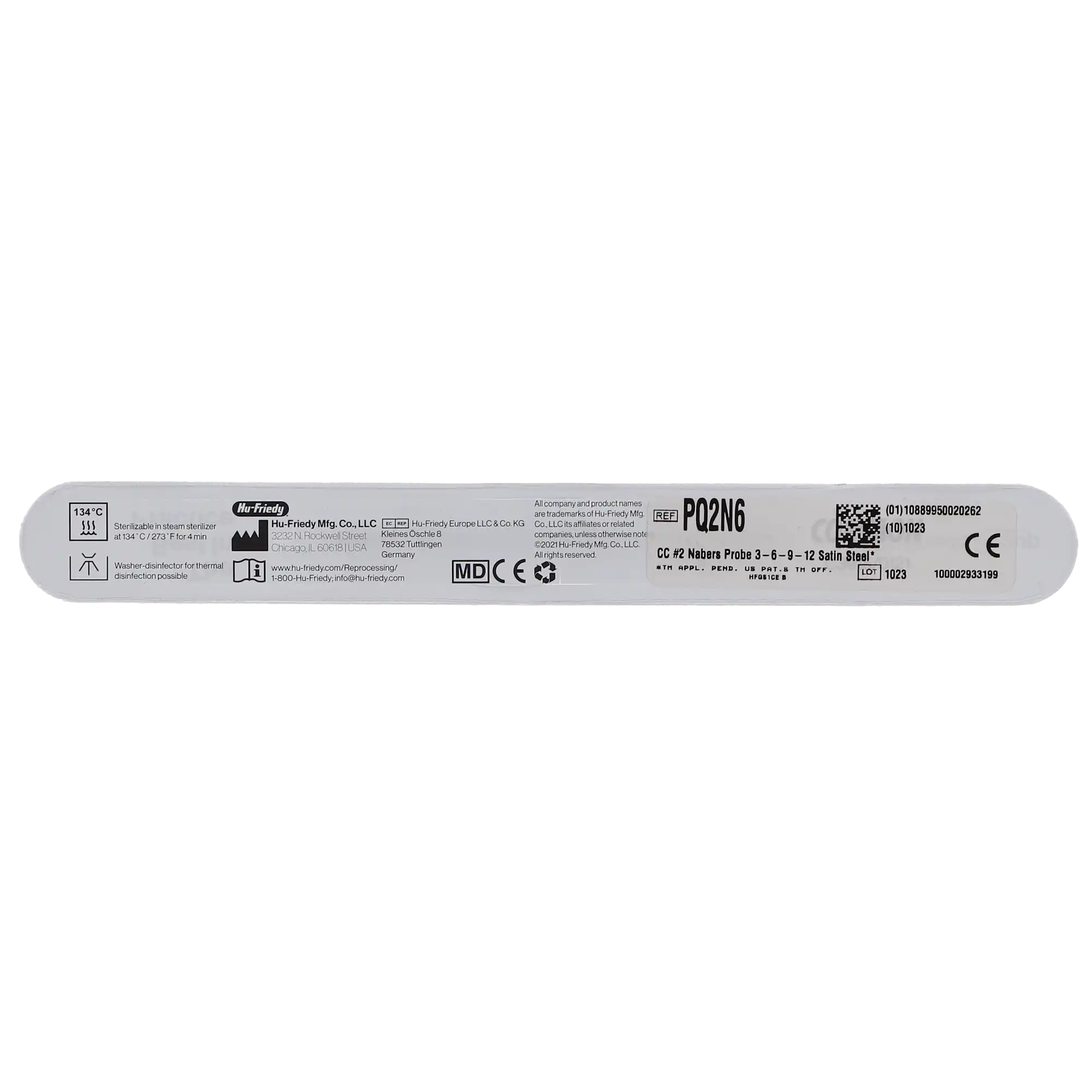 Hu-Friedy Q-2N Nabers Color-Coded Double-Ended Probe, 3-6-9-12 mm Markings, #6 Satin Steel Handle, PQ2N6 thumbnail 4