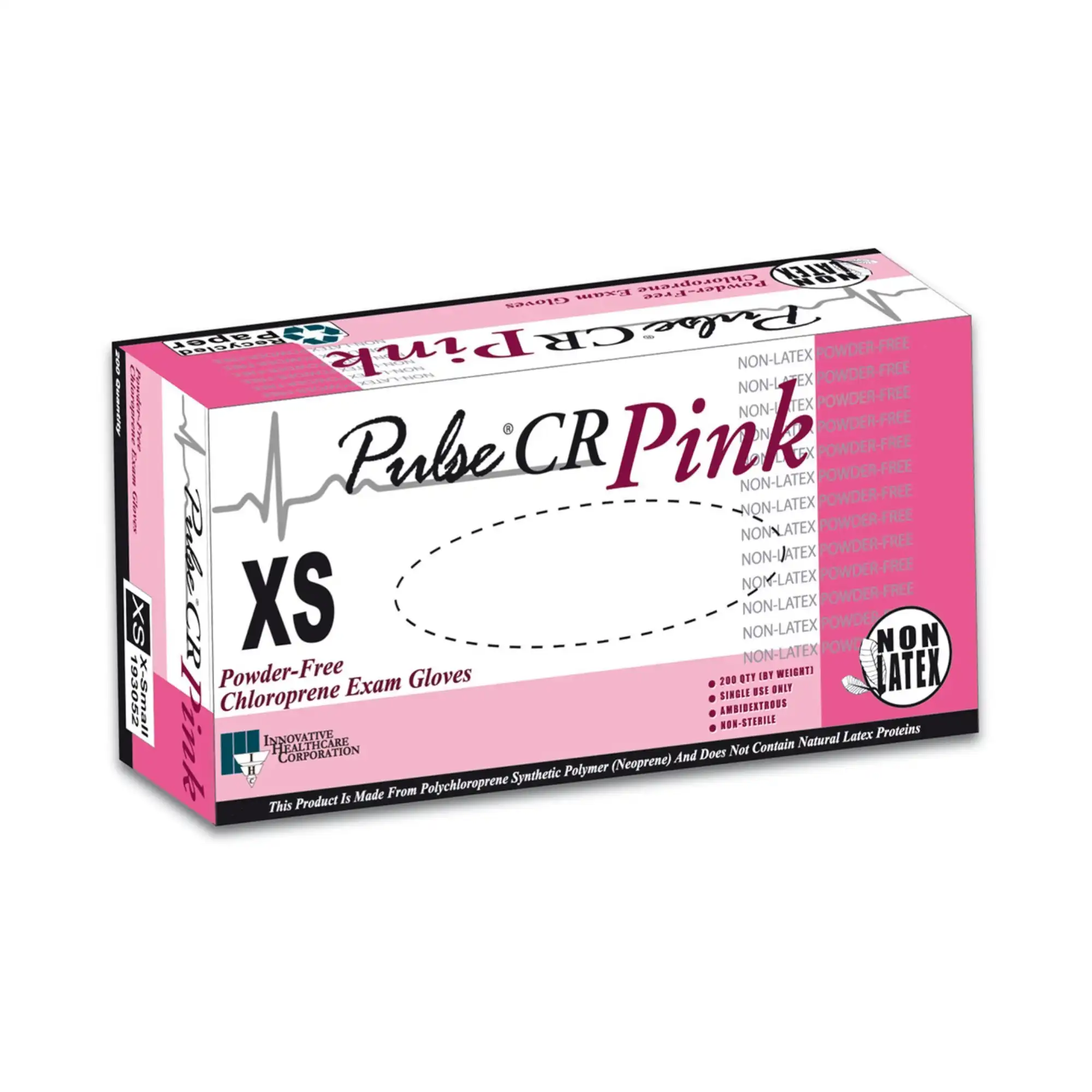 Pulse CR Polychloroprene Exam Gloves, Powder-Free, Non-Sterile, Textured, Pink, Medium, 200/Box - Pulse CR Polychloroprene PF Pink Medium 200/Bx - Image 1