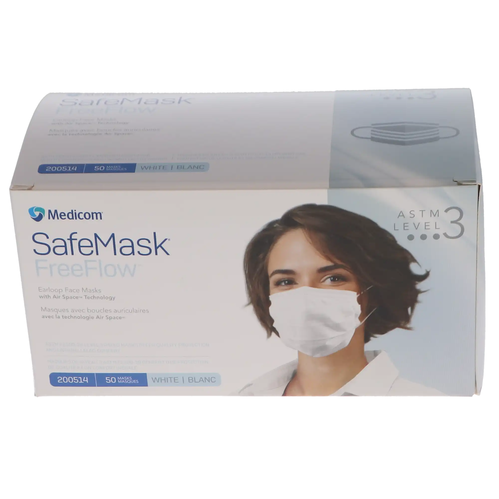 SafeMask FreeFlow Procedure Earloop Face Mask, ASTM Level 3, White, 50/Box, 200514 thumbnail 14