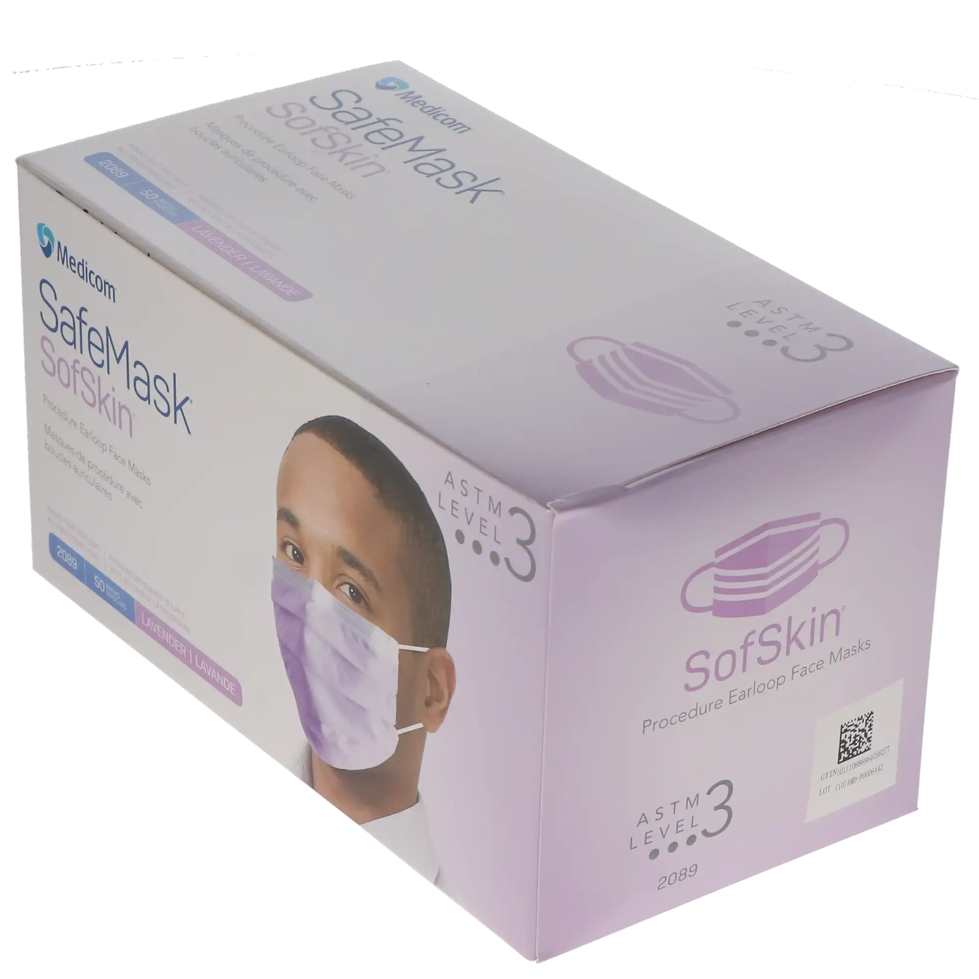 SafeMask SofSkin Procedure Earloop Face Masks, ASTM Level 3, Lavender, 50/Box, 2089 thumbnail 12
