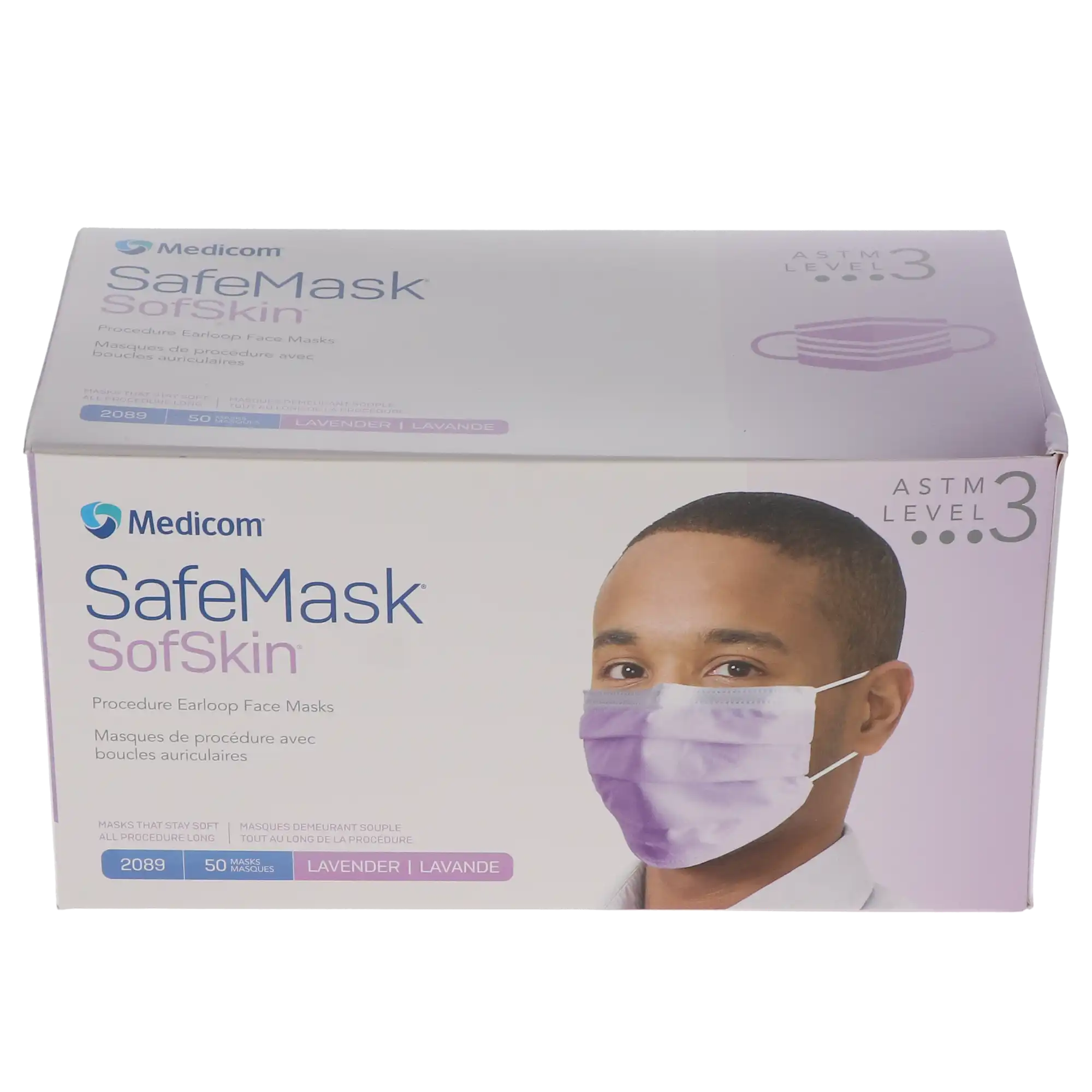 SafeMask SofSkin Procedure Earloop Face Masks, ASTM Level 3, Lavender, 50/Box, 2089 thumbnail 13