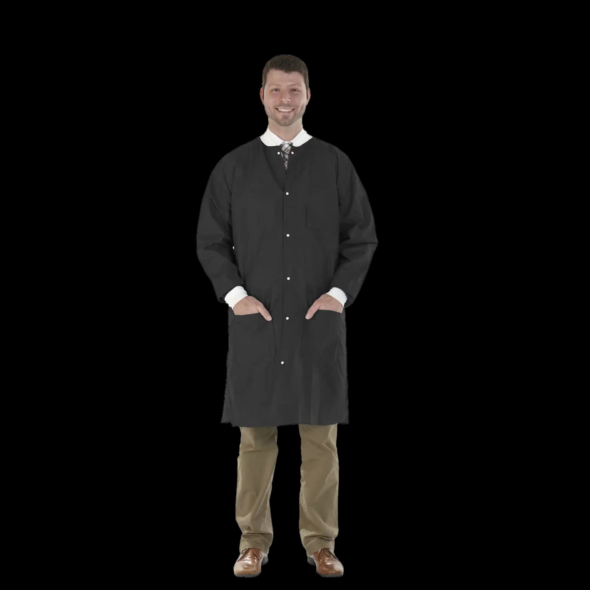 SafeWear High Performance Lab Coat, Jet Black, X-Large, Latex-Free, Fluid Resistant, AAMI Level 2, 12/Pack, 8119-D thumbnail 8
