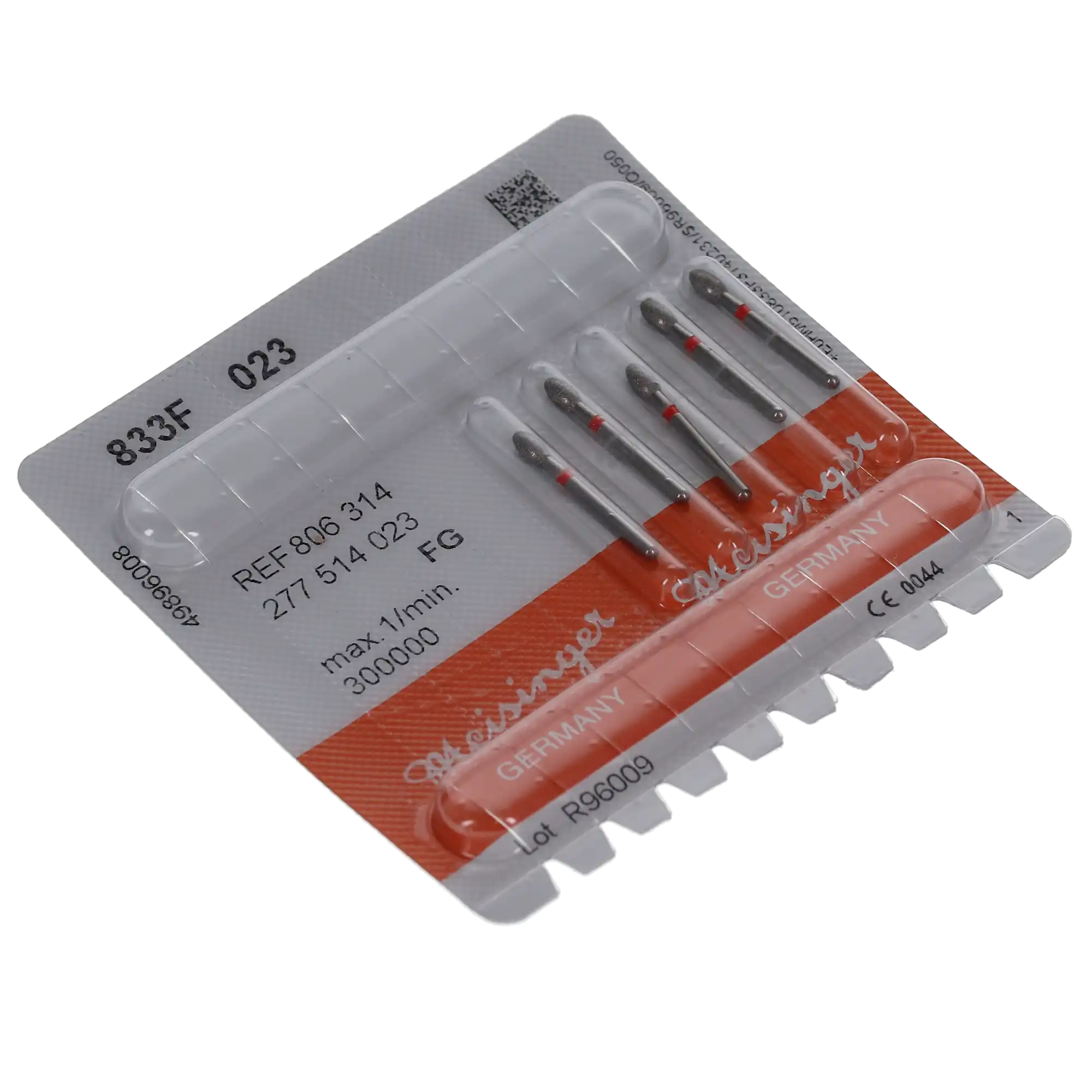 Meisinger Diamond Bur, FG, Fine, Egg/Football, 2.3 mm, Red, 5/Pk, 833F-023-FG thumbnail 5