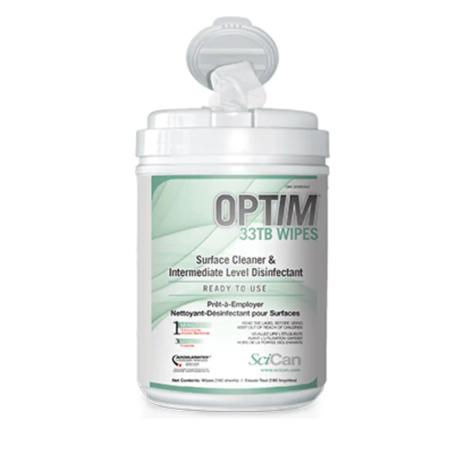 SciCan Optim 33TB Disinfectant Cleaner Wipes, 6" x 7", 160/Canister, OPT33-W12 thumbnail 6