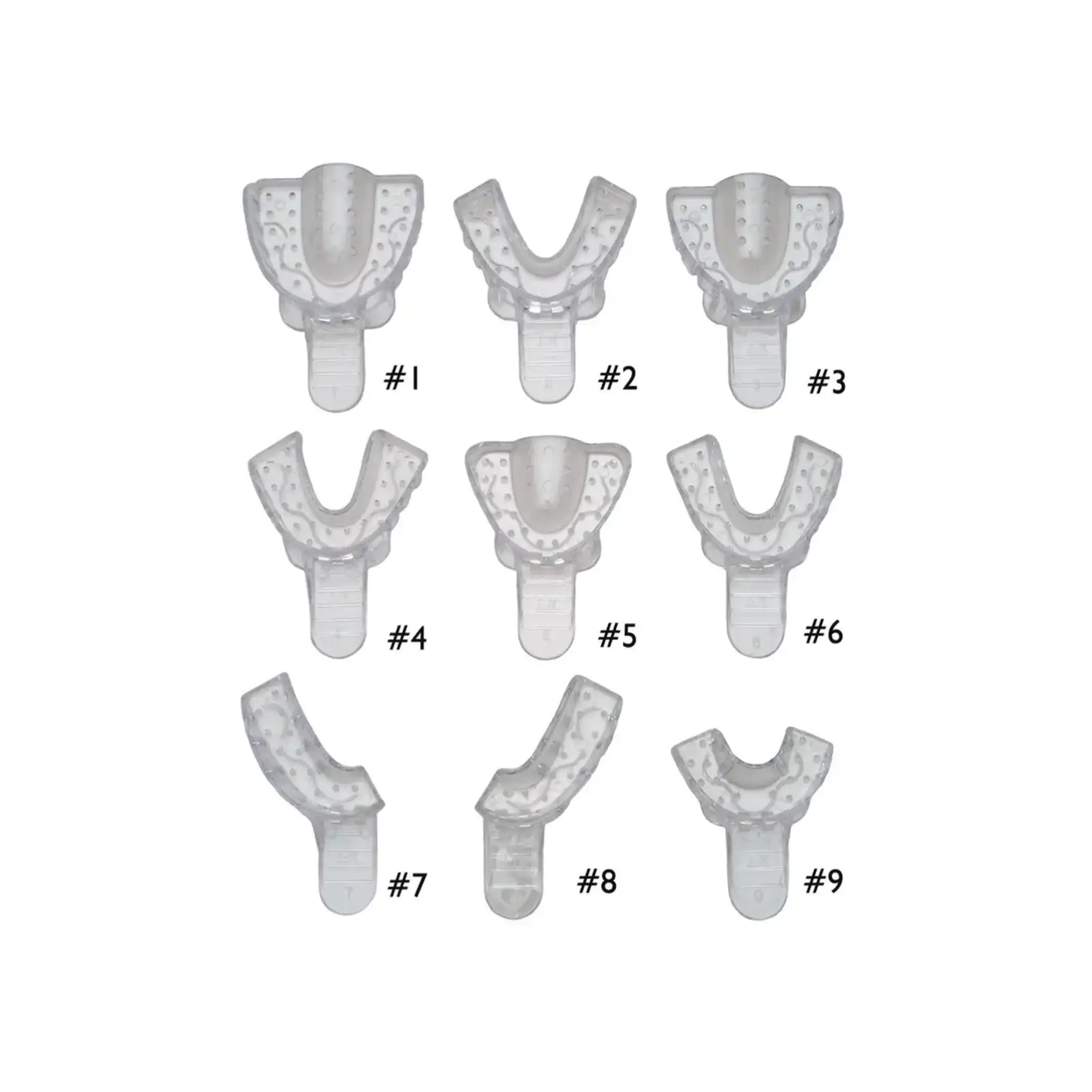 Vista Apex Clear Plastic Impression Tray, #4, Medium Lower, Perforated, 12/Bag, 310004 thumbnail 2