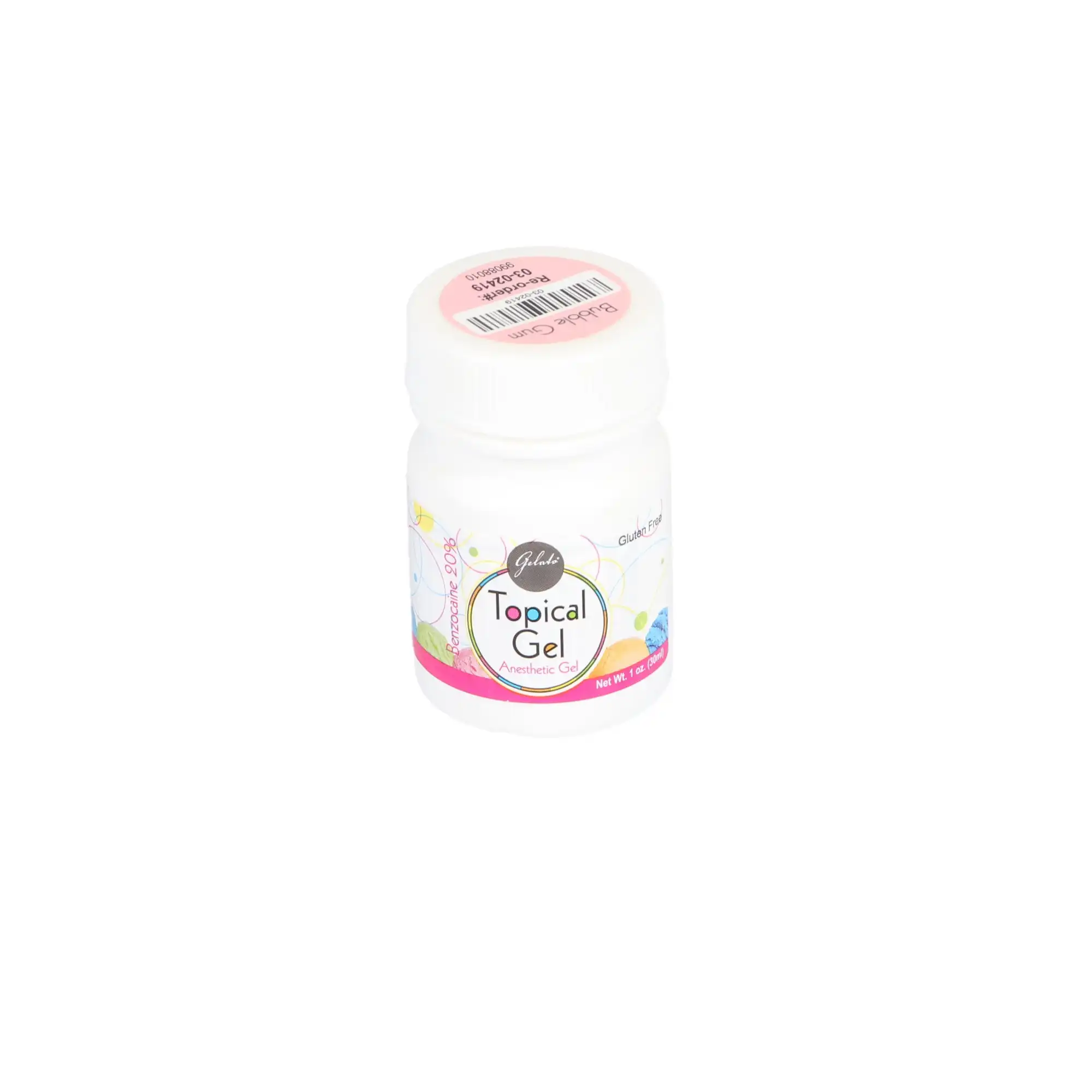 Gelato Topical Anesthetic Gel, 20% Benzocaine, Bubble Gum, 1 oz Jar, 03-02419 thumbnail 2