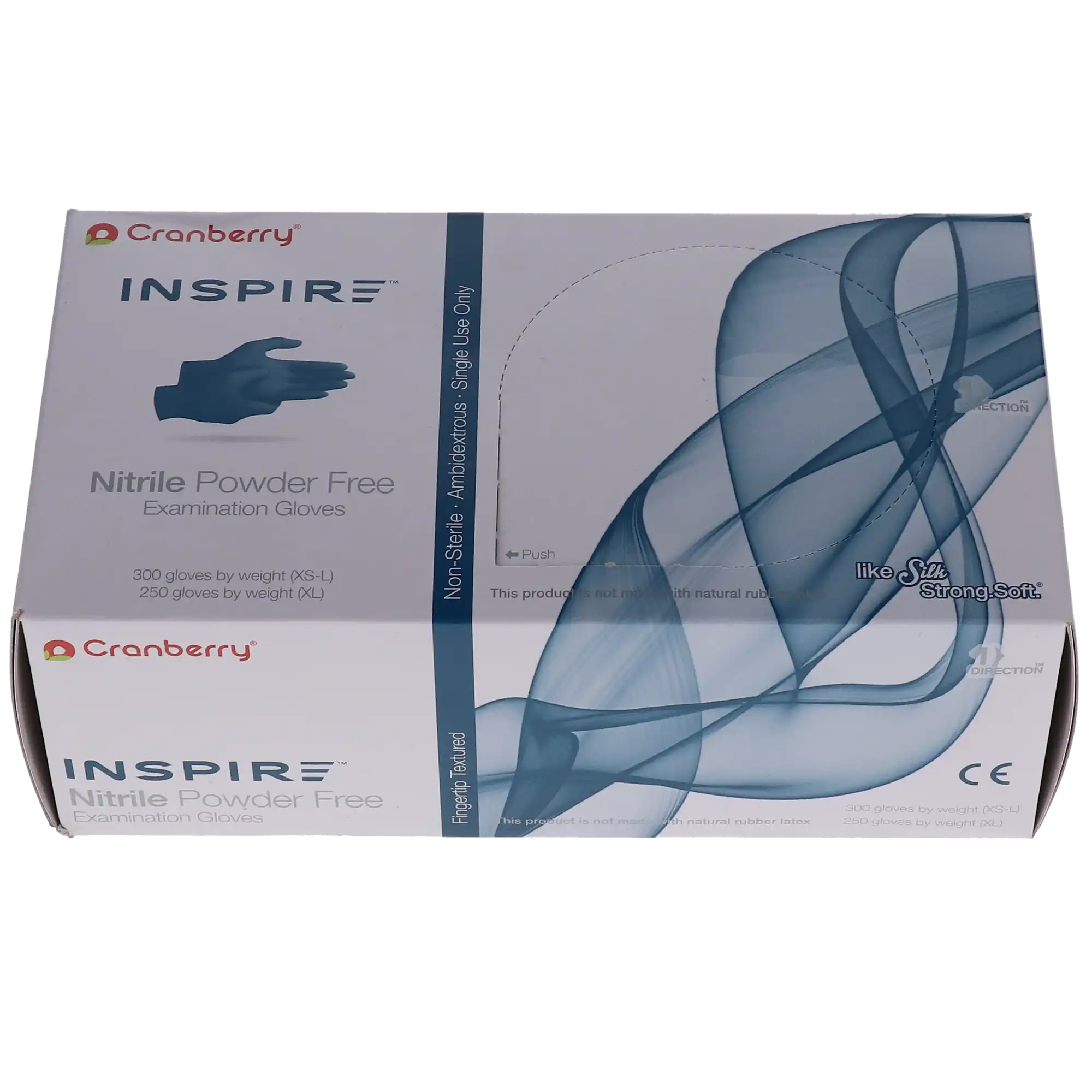 Cranberry Inspire Nitrile Exam Gloves, Powder-Free, Non-Sterile, Medium, Aegean Blue, 300/Box, CR3387 thumbnail 2