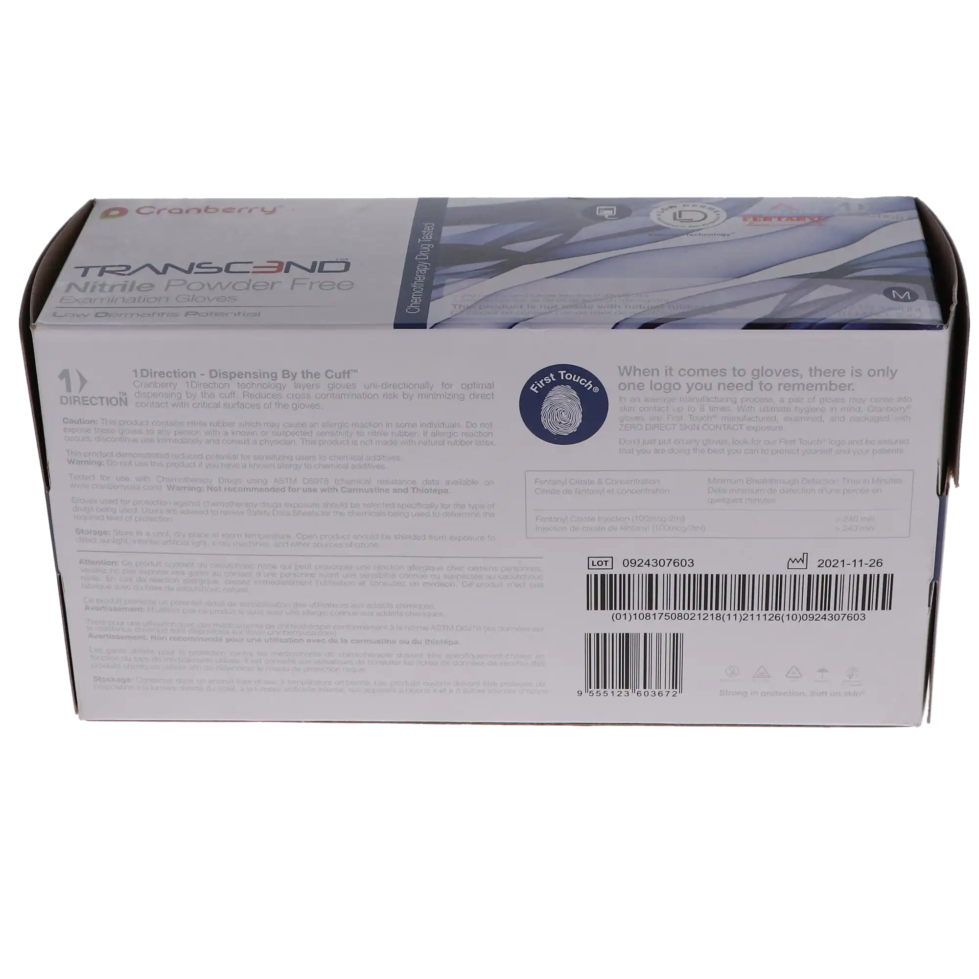 Cranberry Transcend Nitrile Powder-Free Exam Gloves, Medium, Matte Blue, 300/Box, CR3367 thumbnail 12