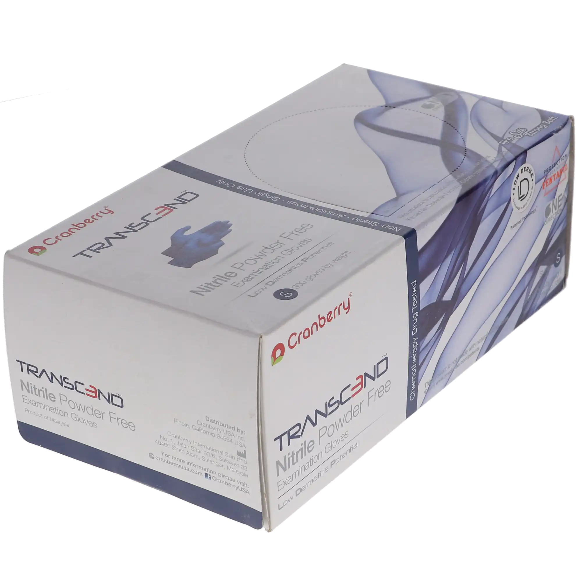 Cranberry Transcend Nitrile Powder-Free Exam Gloves, Small, Matte Blue, 300/Box, CR3366 thumbnail 11