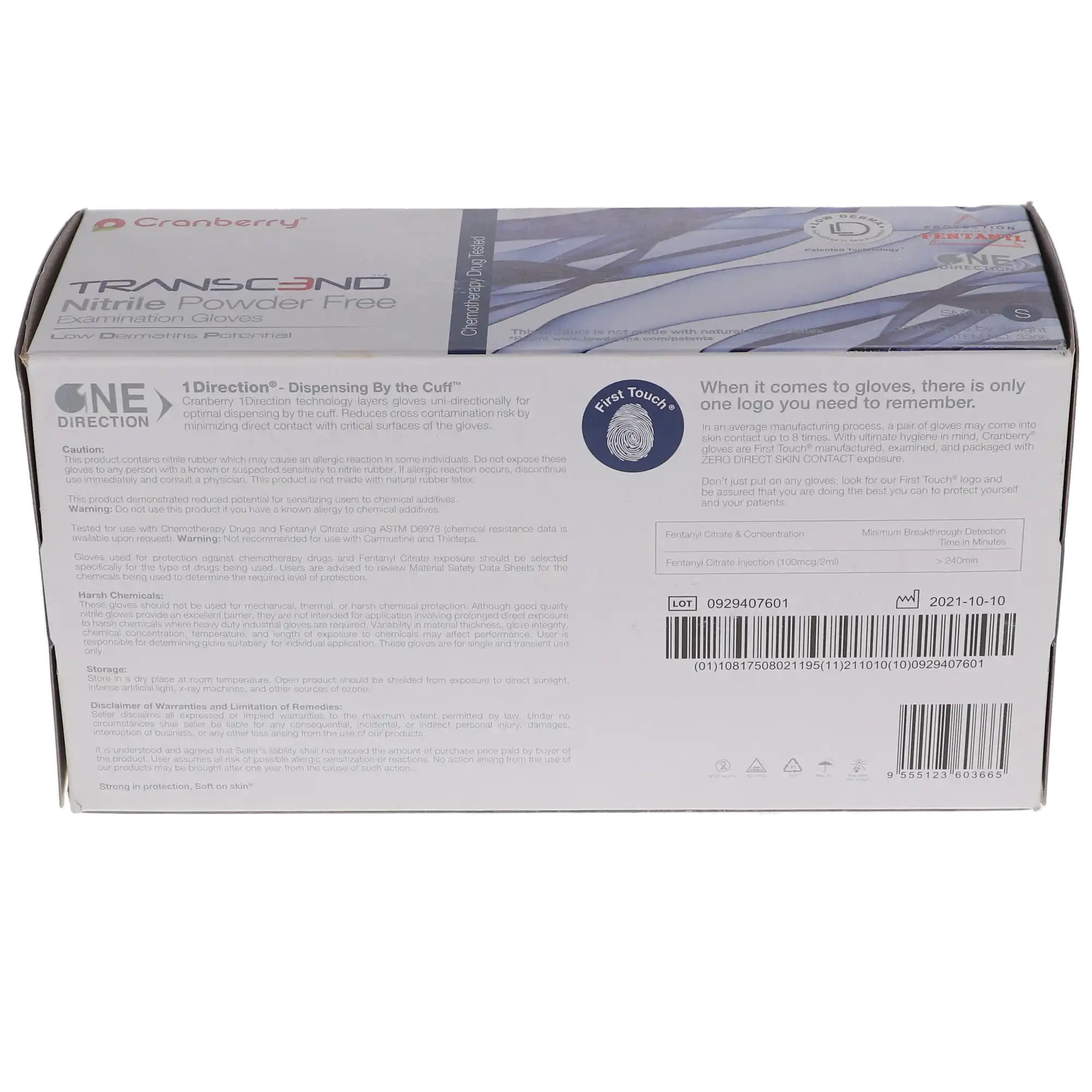 Cranberry Transcend Nitrile Powder-Free Exam Gloves, Small, Matte Blue, 300/Box, CR3366 thumbnail 12