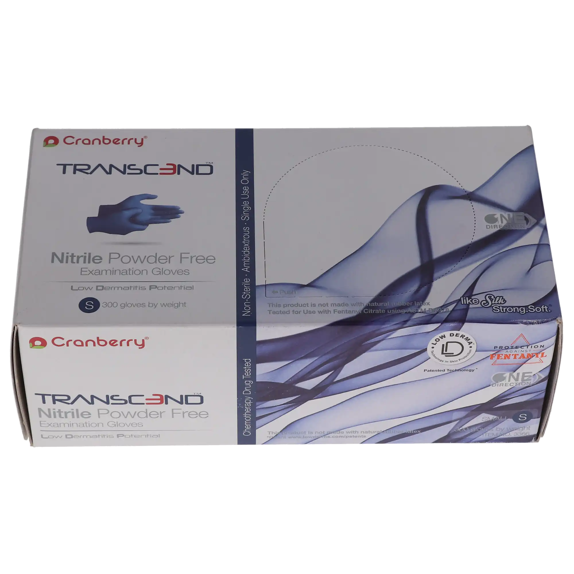 Cranberry Transcend Nitrile Powder-Free Exam Gloves, Small, Matte Blue, 300/Box, CR3366 thumbnail 13